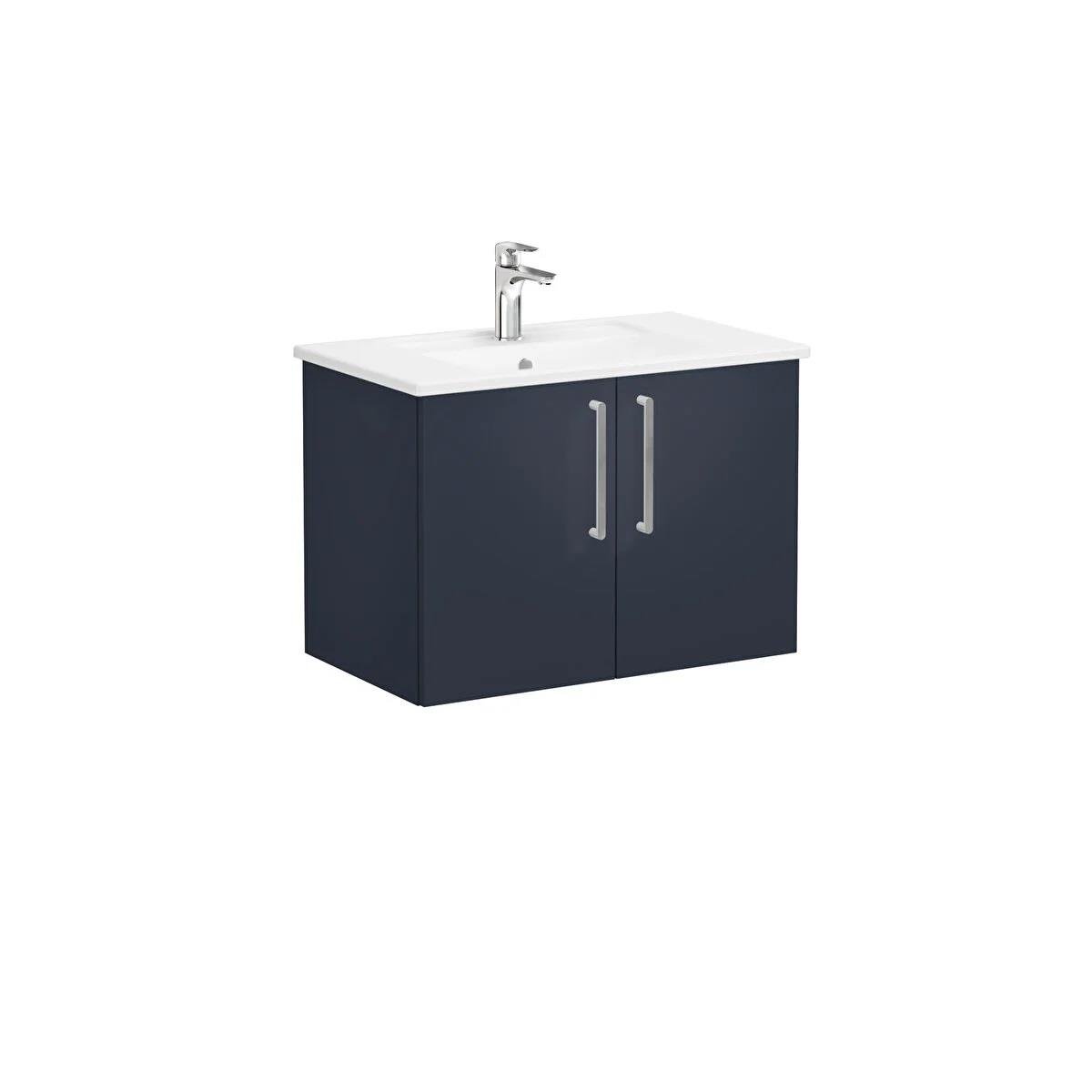Vitra Root Flat Kapaklı Lavabo Dolabı 80 Cm Mat Lacivert (Köşeli Lavabo Dahil) 68150VitrA68150Lavabo Dolabı
