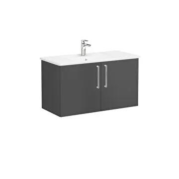 Vitra Root Flat Kapaklı Lavabo Dolabı 100 Cm Mat Fırtına Gri (Köşeli Lavabo Dahil) 68167VitrA68167Lavabo Dolabı