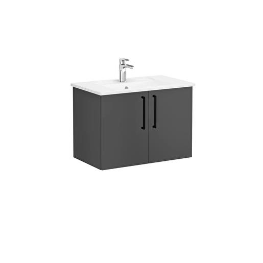 Vitra Root Flat Kapaklı Lavabo Dolabı 80 Cm Mat Fırtına Gri (Köşeli Lavabo Dahil) 68149VitrA68149Lavabo Dolabı