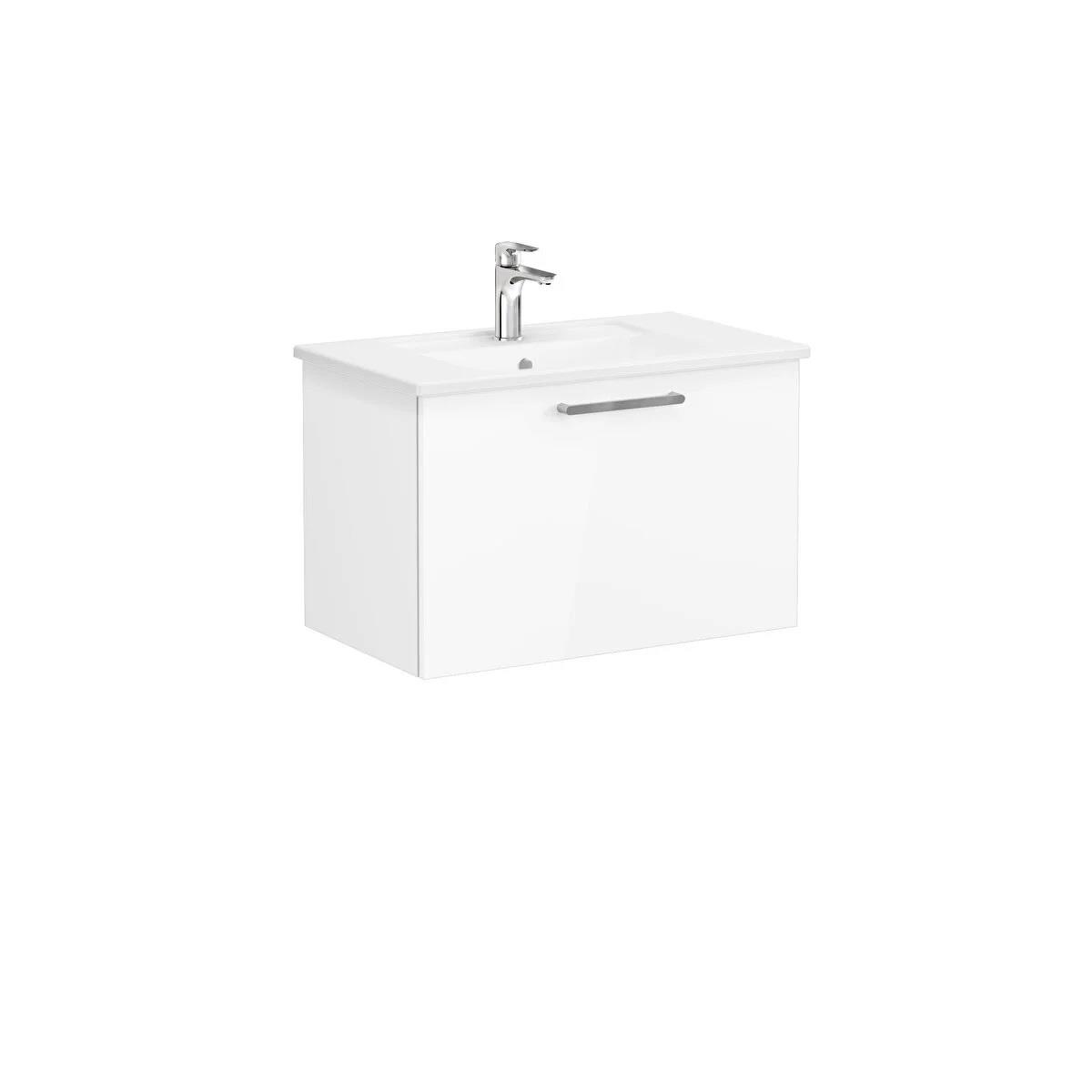 Vitra Root Flat Tek Çekmeceli Lavabo Dolabı 80 Cm Parlak Beyaz (Köşeli Lavabo Dahil) 66426VitrA66426Lavabo Dolabı