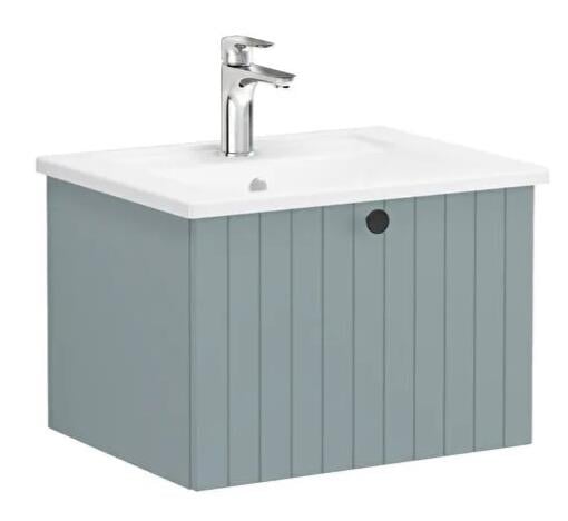 Vitra Root Groove Çift Çekmeceli Lavabo Dolabı 80 Cm Mat Gri (Yuvarlak Lavabo Dahil) 69438VitrA69438Lavabo Dolabı