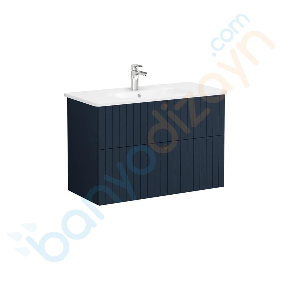 Vitra Root Groove Çift Çekmeceli Lavabo Dolabı, 100 cm, Mat Lacivert (Yuvarlak Lavabo Dahil), 69462 VitrA69462Lavabo Dolabı
