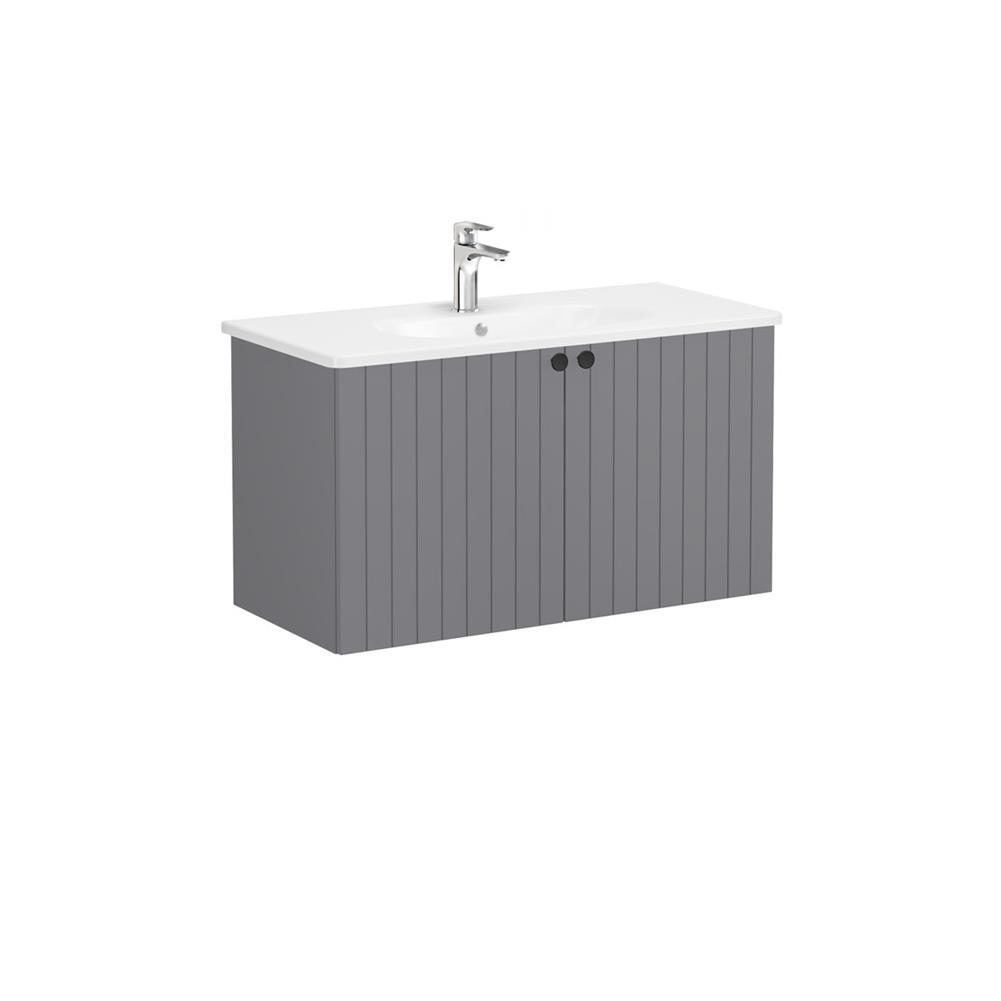Vitra Root Groove Kapaklı Lavabo Dolabı 100 Cm Mat Gri (Yuvarlak Lavabo Dahil) 69312VitrA69312Lavabo Dolabı