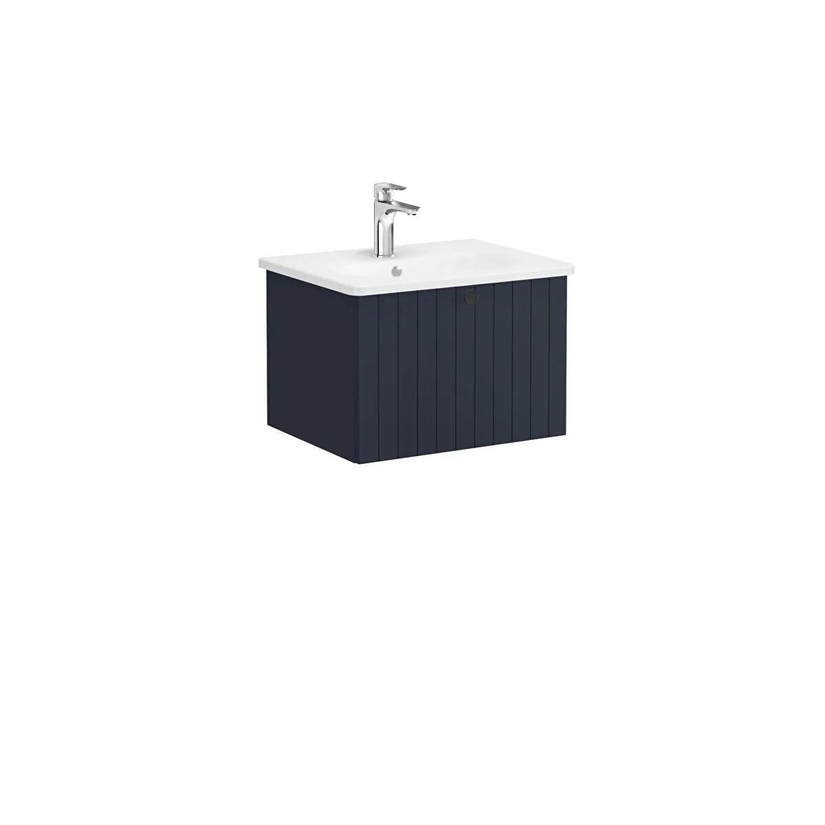 Vitra Root Groove Tek Çekmeceli Lavabo Dolabı 60 Cm Mat Lacivert (Yuvarlak Lavabo Dahil) 69357VitrA69357Lavabo Dolabı