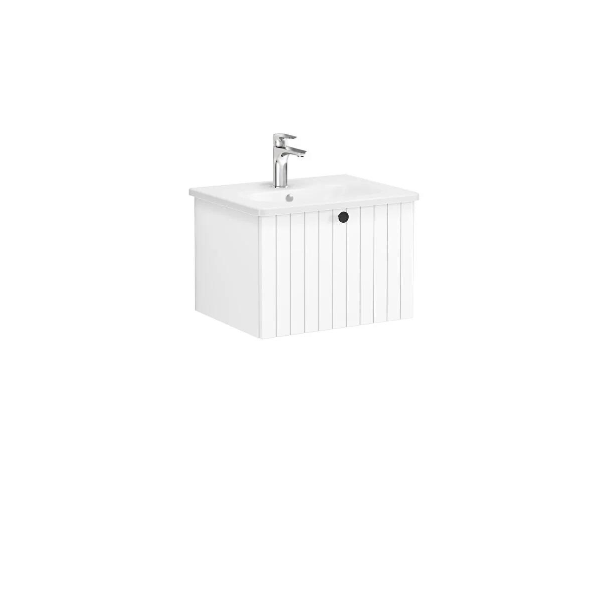 Vitra Root Groove Tek Çekmeceli Lavabo Dolabı 60 Cm Mat Beyaz (Yuvarlak Lavabo Dahil) 69352VitrA69352Lavabo Dolabı