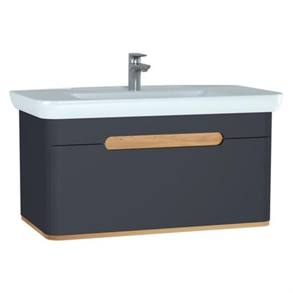Vitra Sento Tek Çekmeceli Lavabo Dolabı, Ayaksız, 100 Cm, Mat Antrasit 60820VitrA60820Lavabo Dolabı