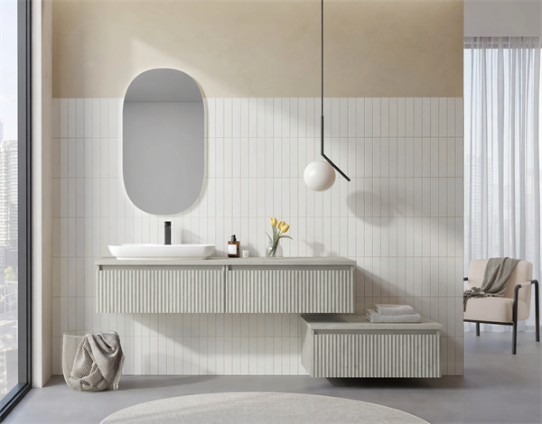 Orka Lentia Banyo Dolabı Takımı, 160 cm, Mat Kaşmir (Ledli Ayna