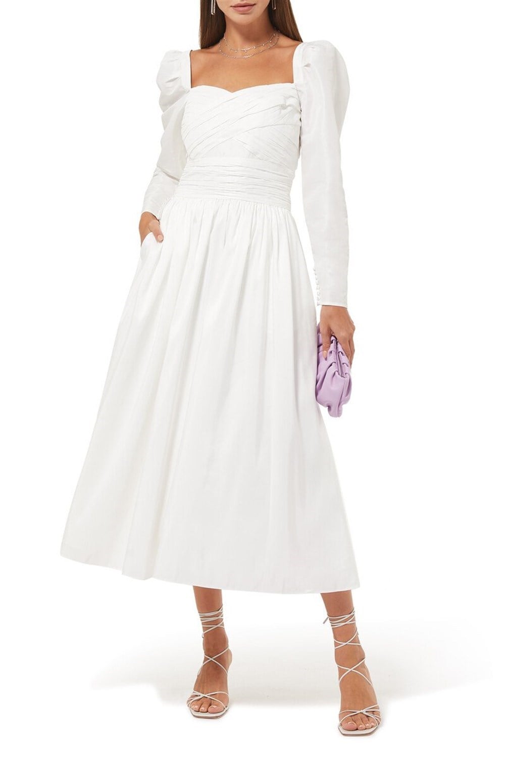 Beyaz Midi Elbise
