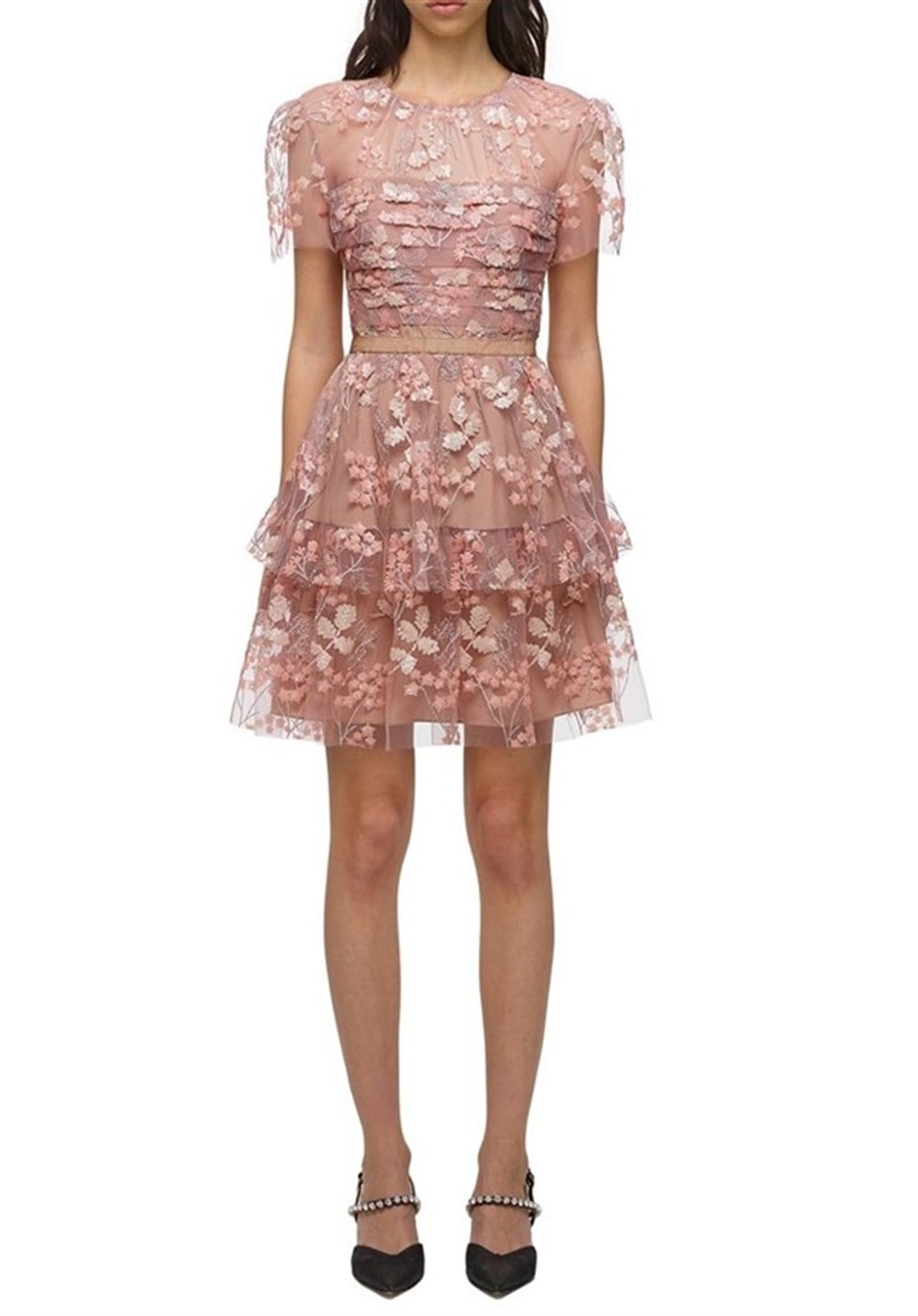 Pudra Payetli Mini Elbise