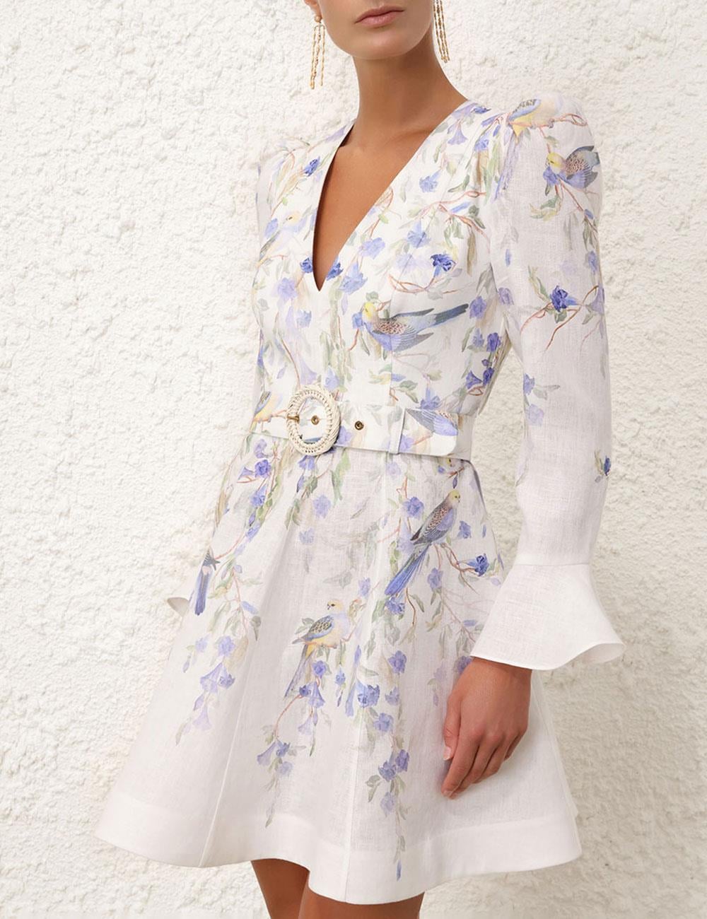 Çiçek Desenli Mini Elbise