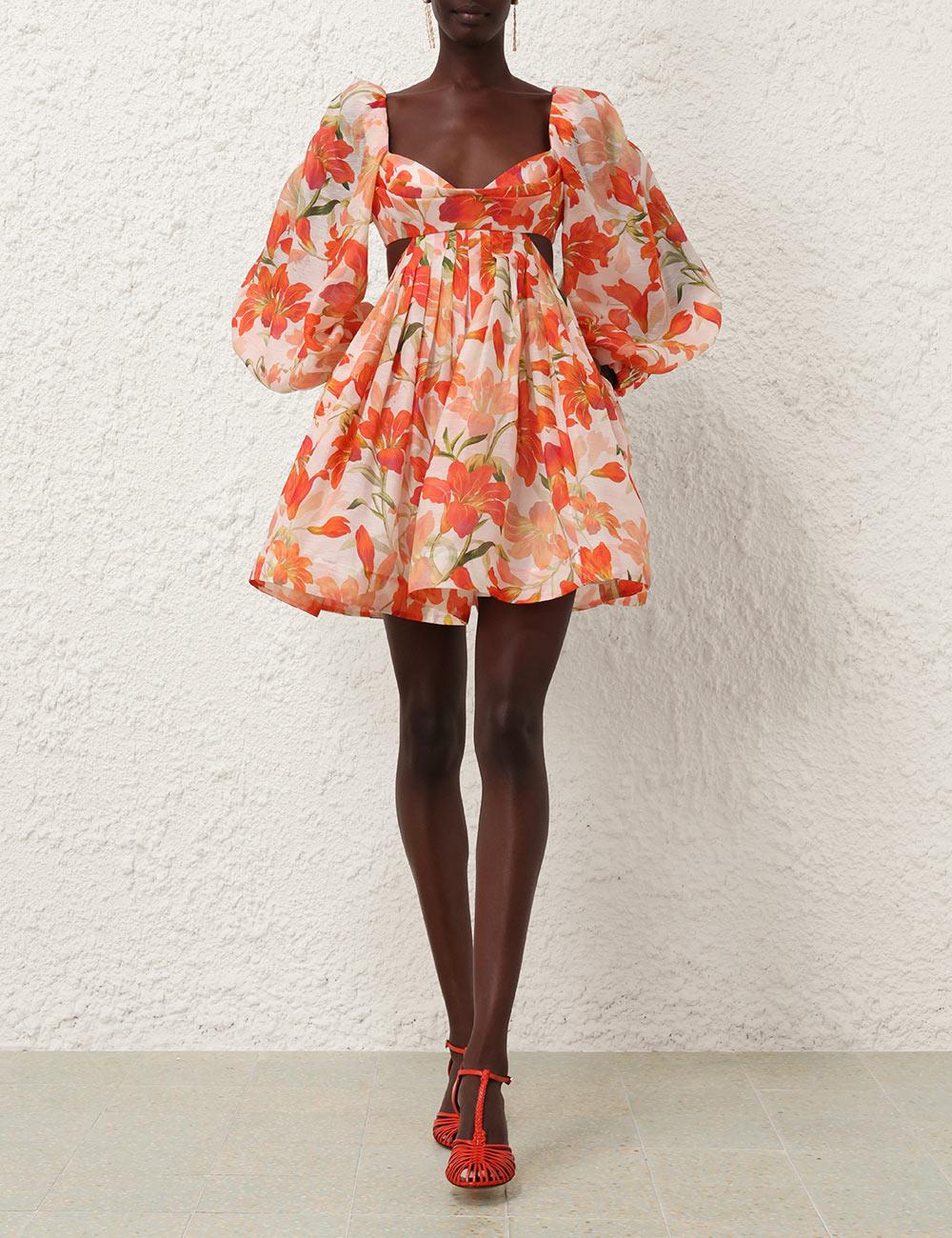 Çiçek Desenli Mini Elbise