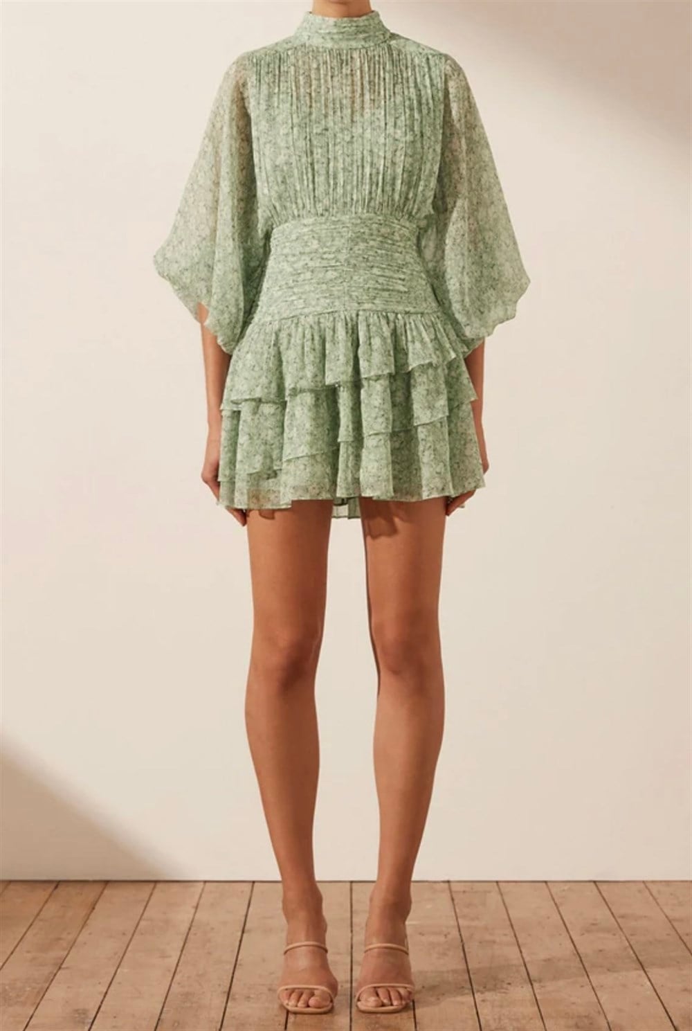 Çiçek Desenli Şifon Mini Elbise