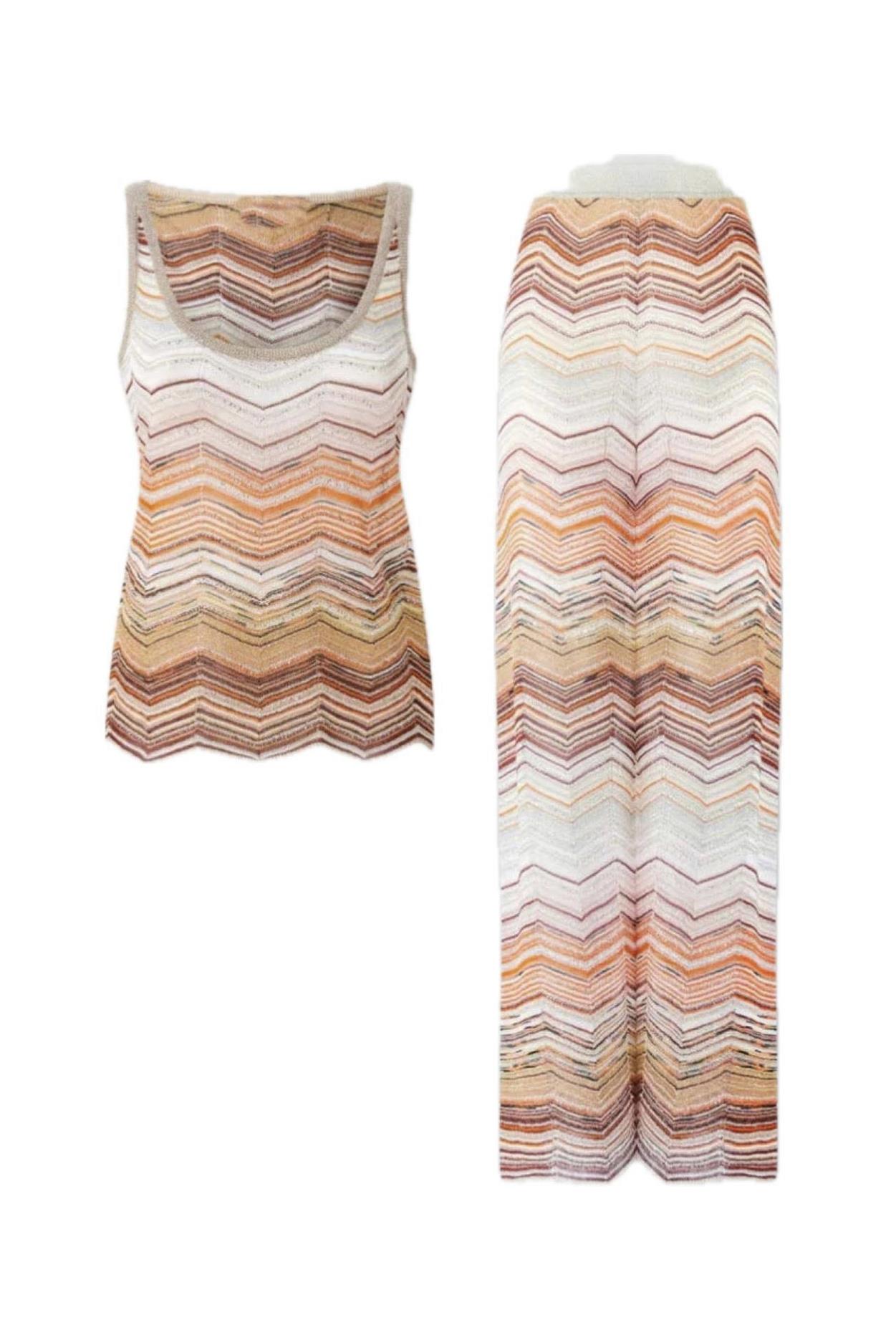 Çizgili Triko Top ve Pantolon Takım