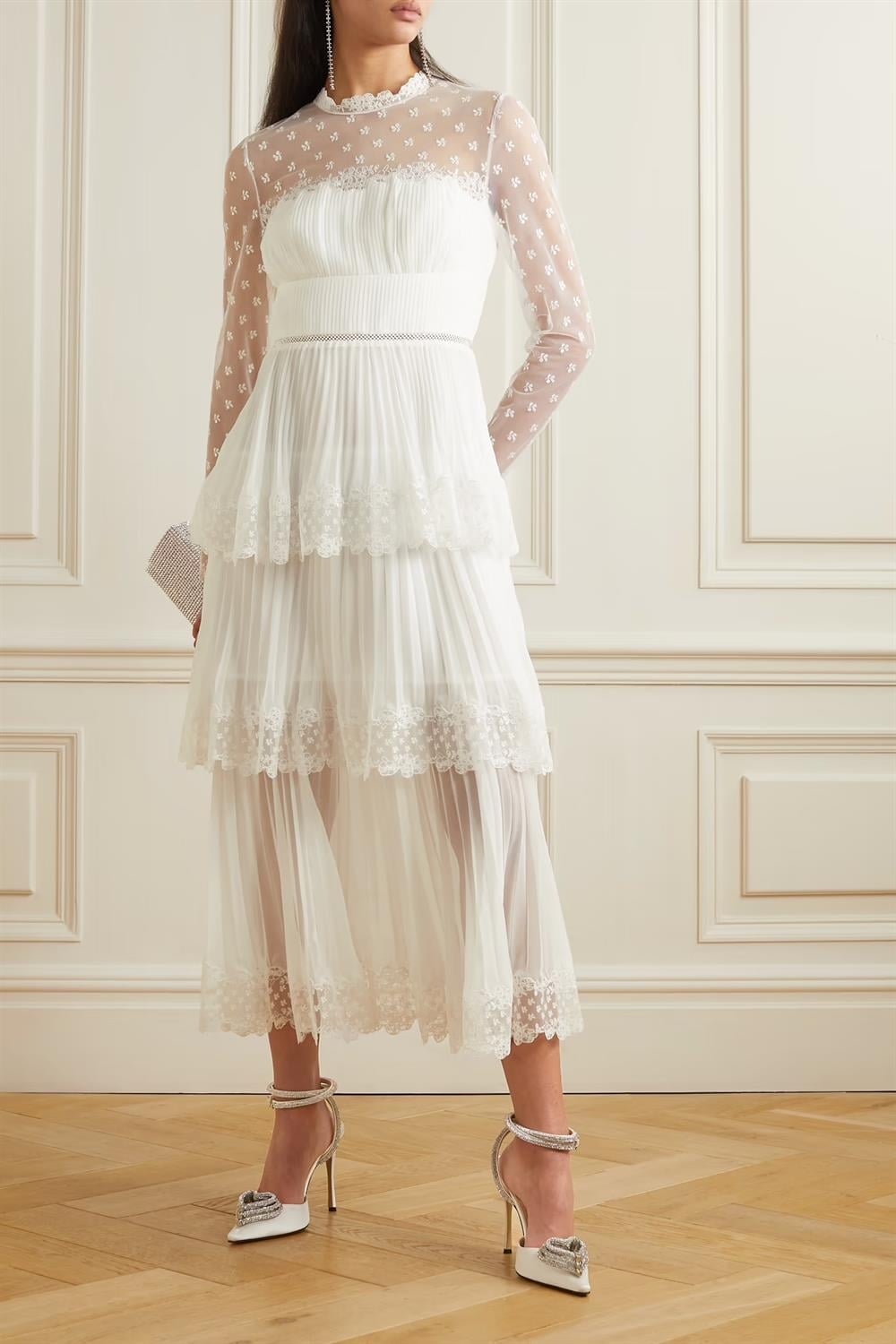 Dantel Detaylı Midi Elbise