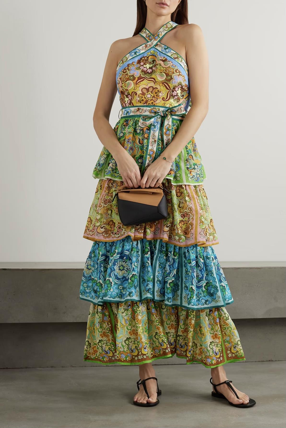 Desenli Maksi Boy Elbise