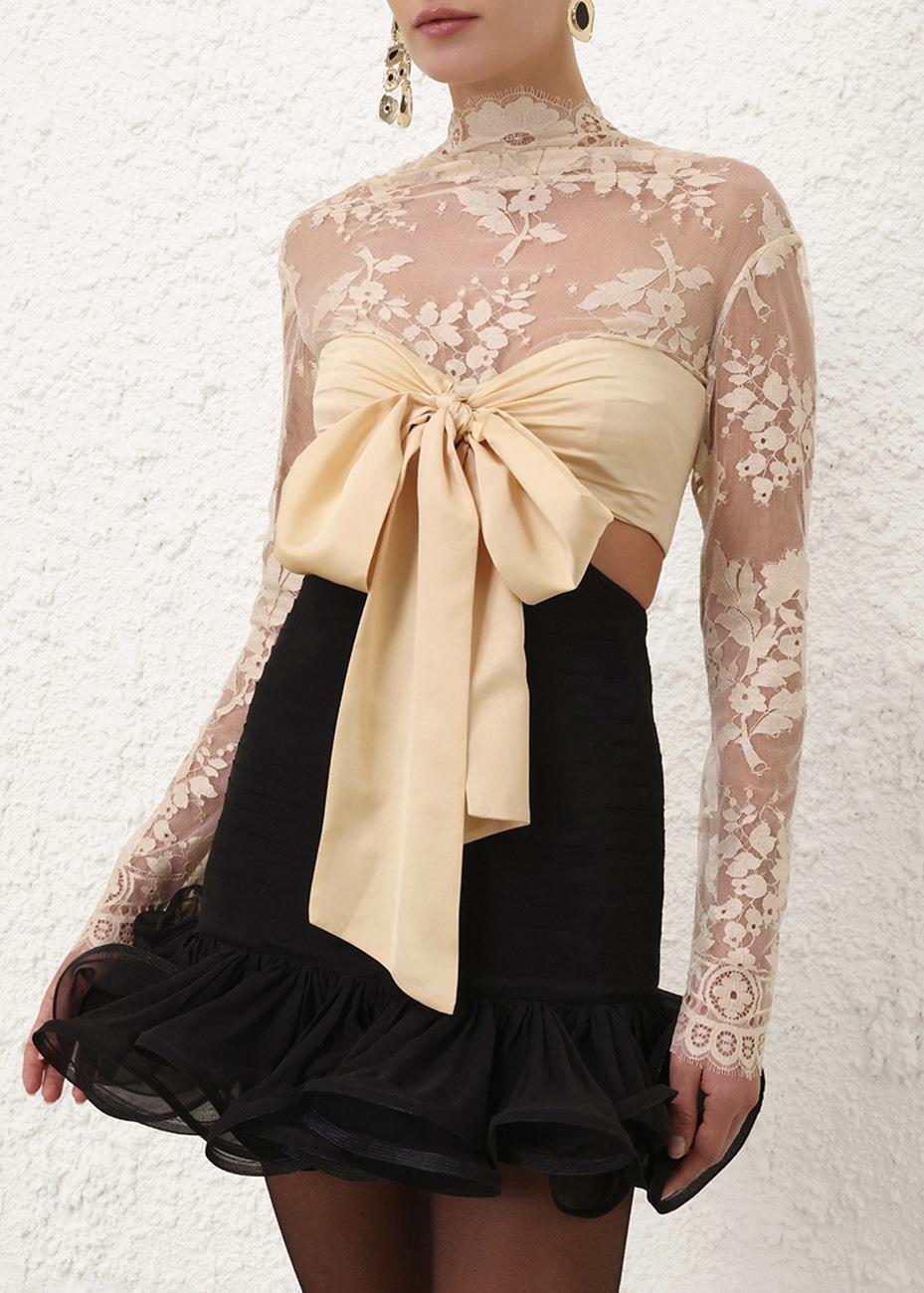 Fiyonk Detaylı Mini Elbise