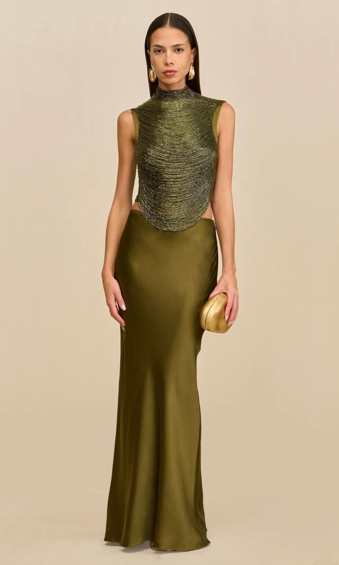 Işıltılı Bluz ve Etek Takım