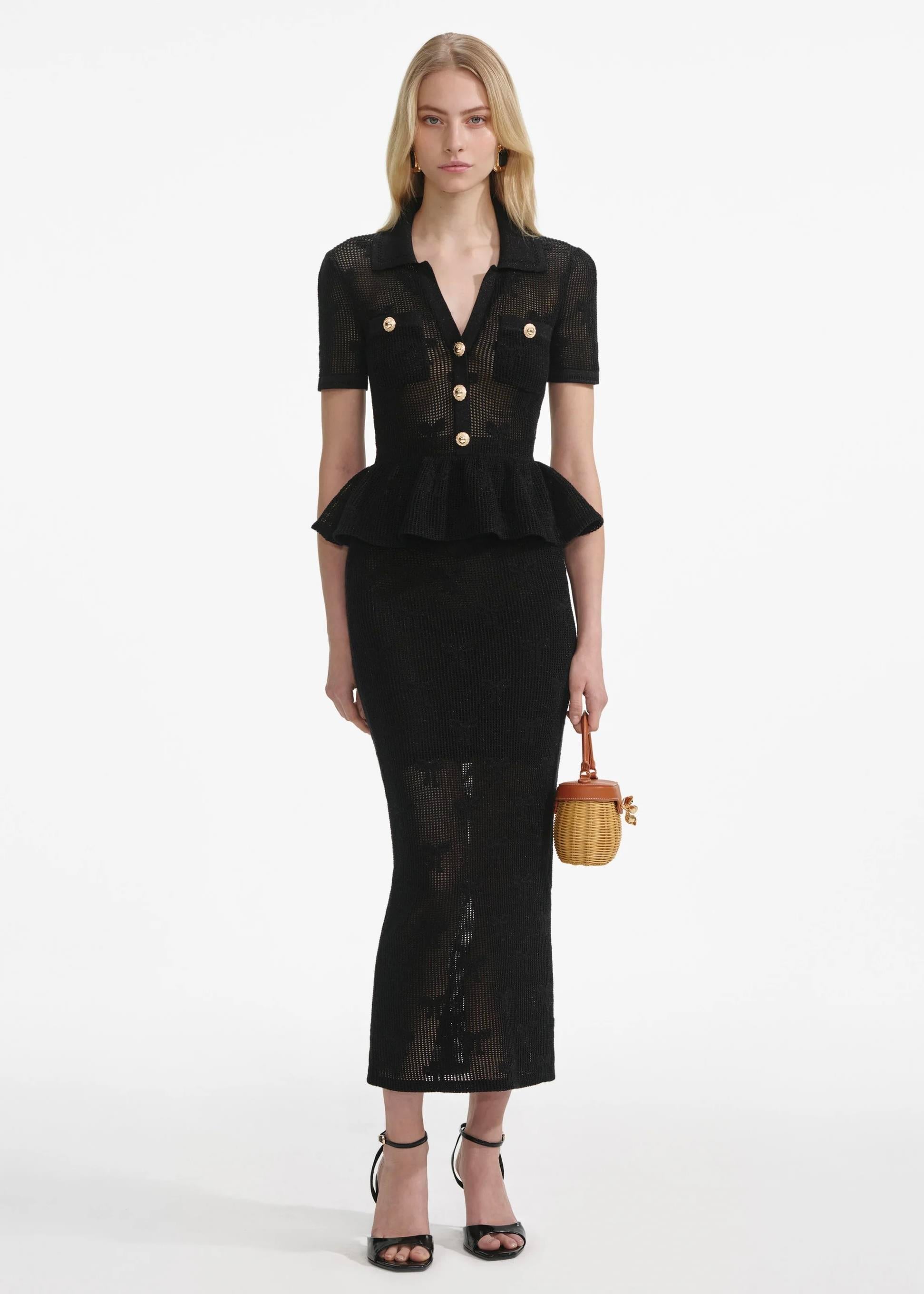 Kısa Kollu Siyah Midi Elbise