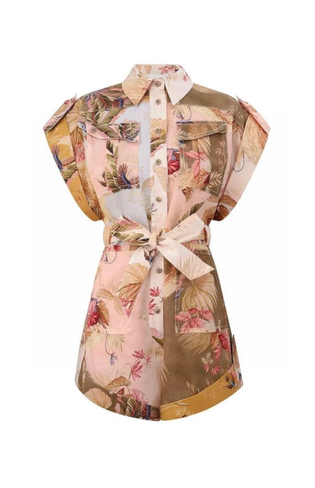 Kristal Düğmeli Desenli Tulum