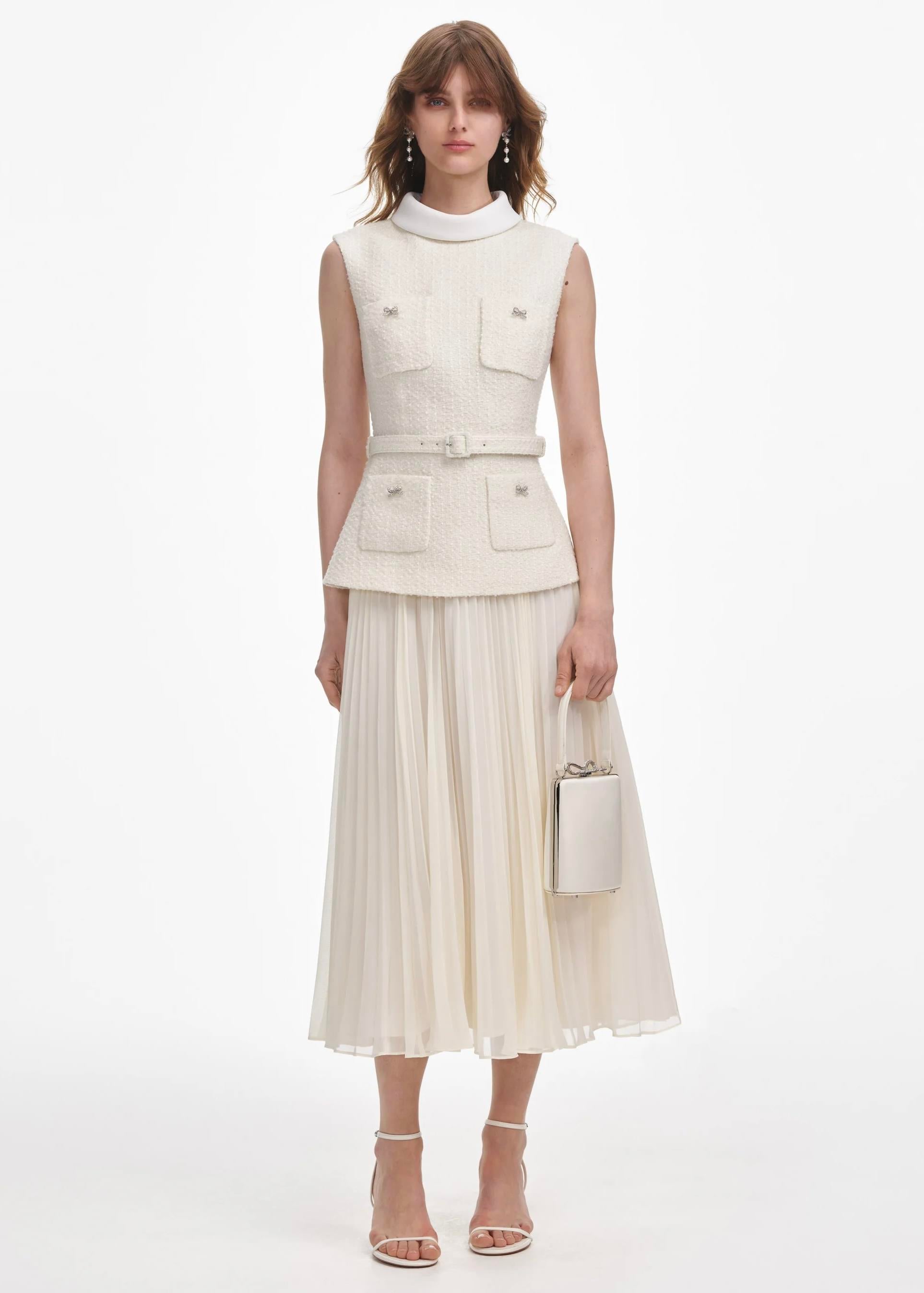 Kristal Taş Detaylı Kemerli Midi Elbise