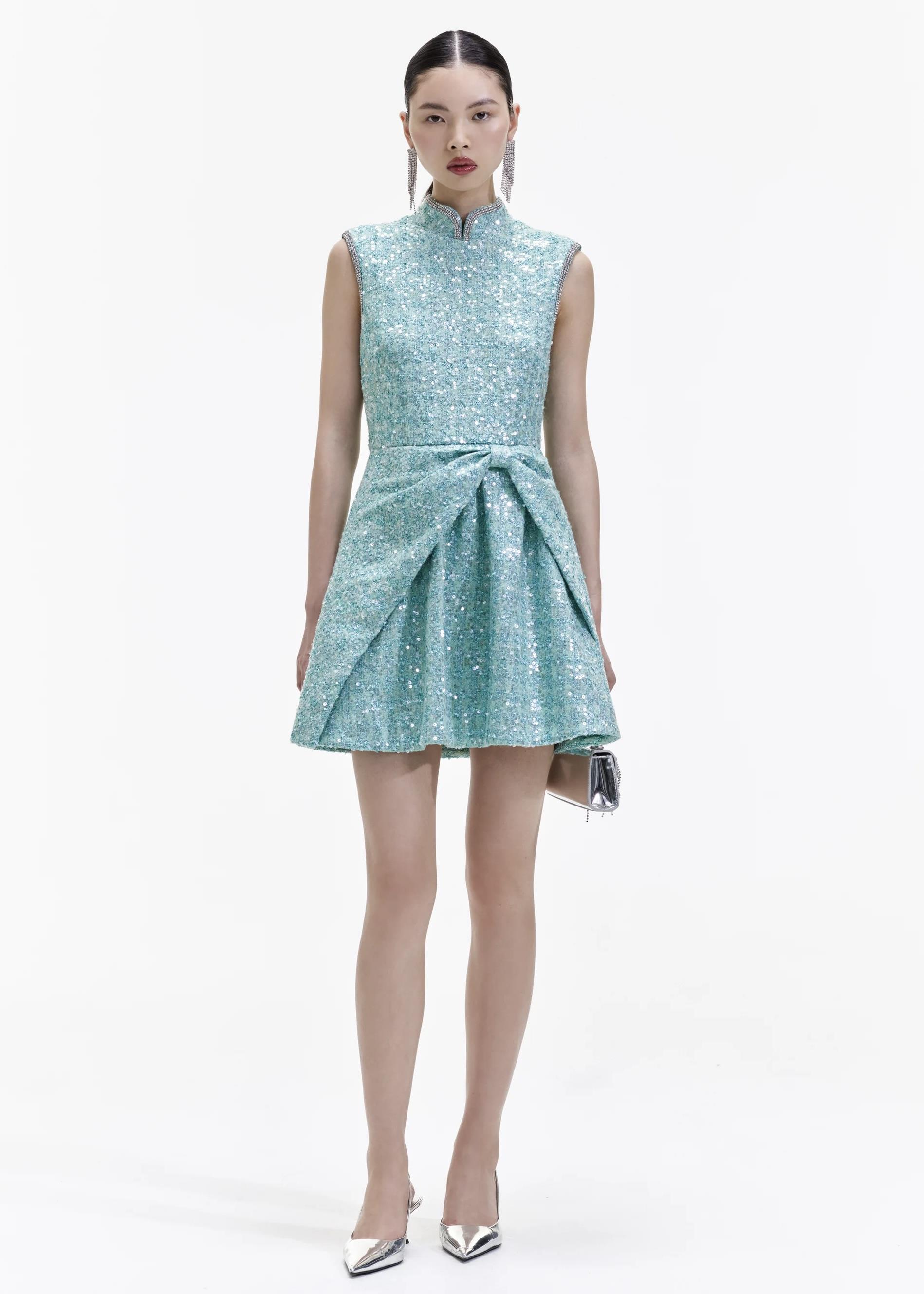 Kristal Taş Detaylı Tüvid Elbise