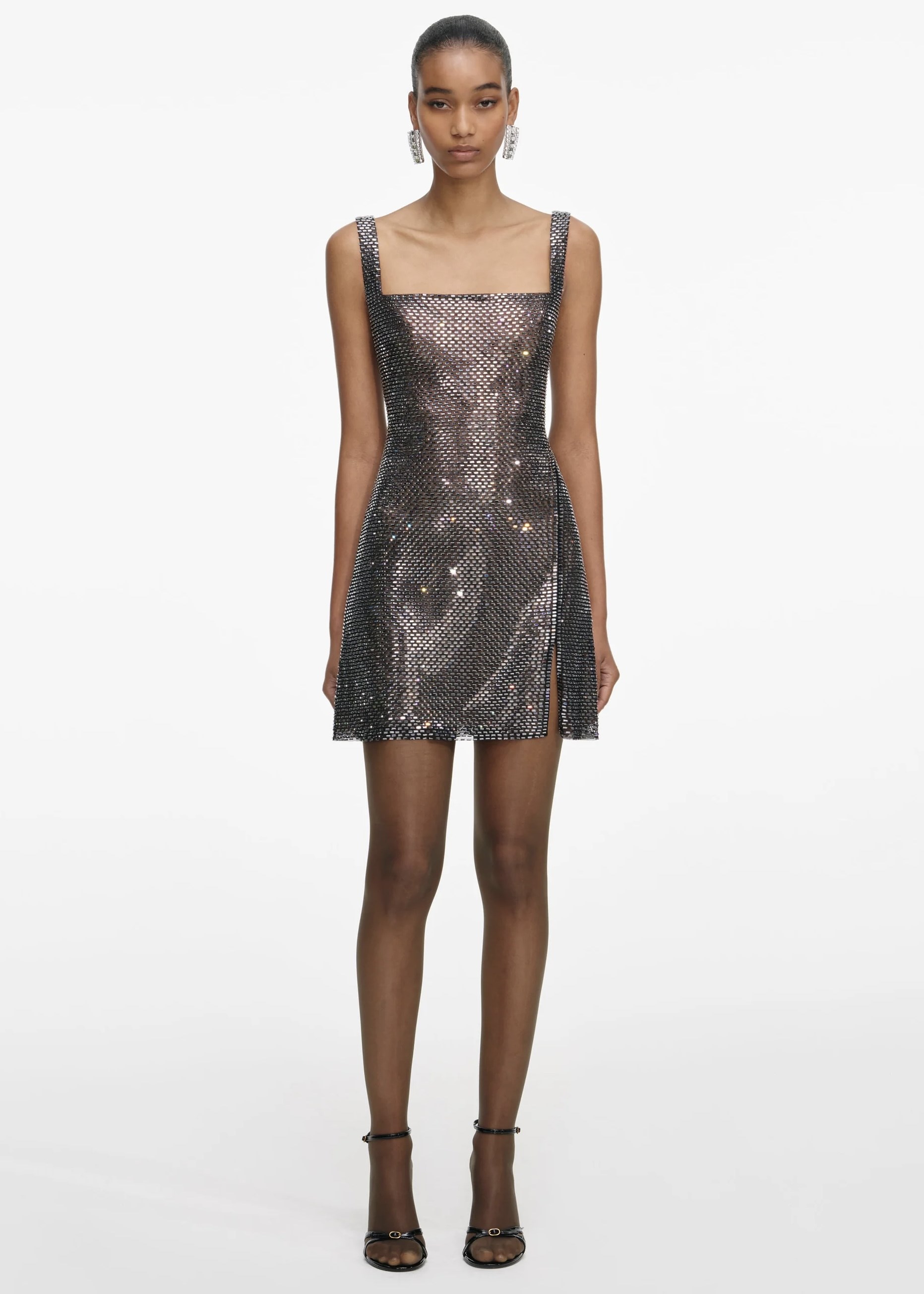 Kristal Taşlı Askılı Mini Elbise