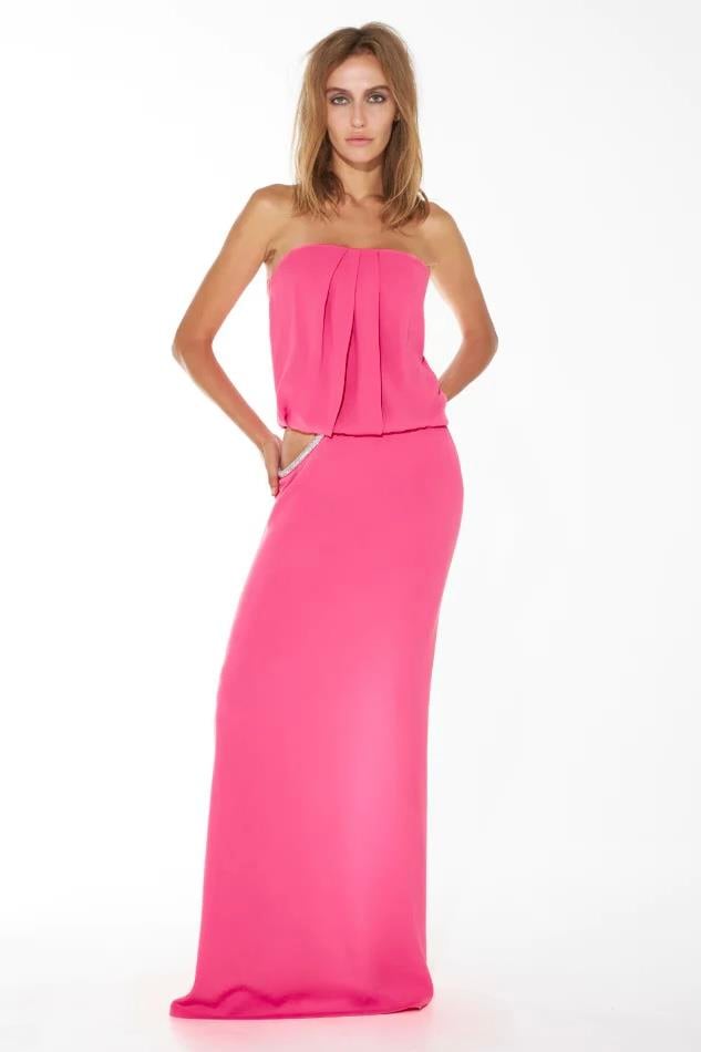 Kristal Taşlı Bel Detaylı Pembe Elbise