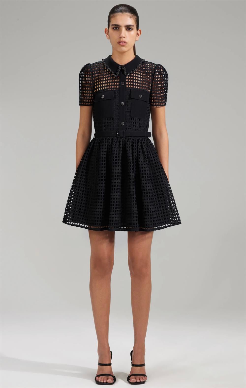 Siyah Dantel Mini Elbise