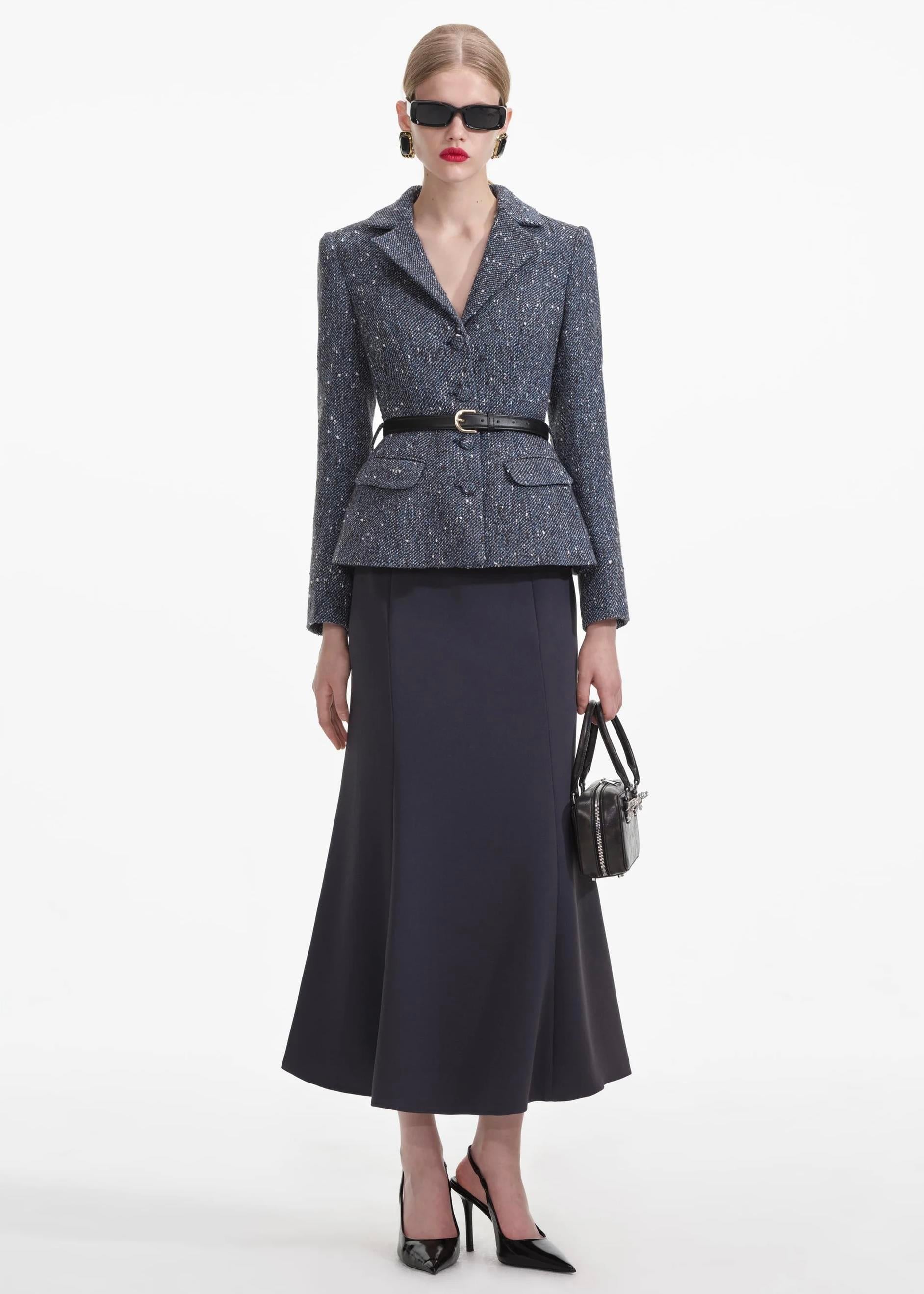 Tüvit Ceketli Midi Elbise