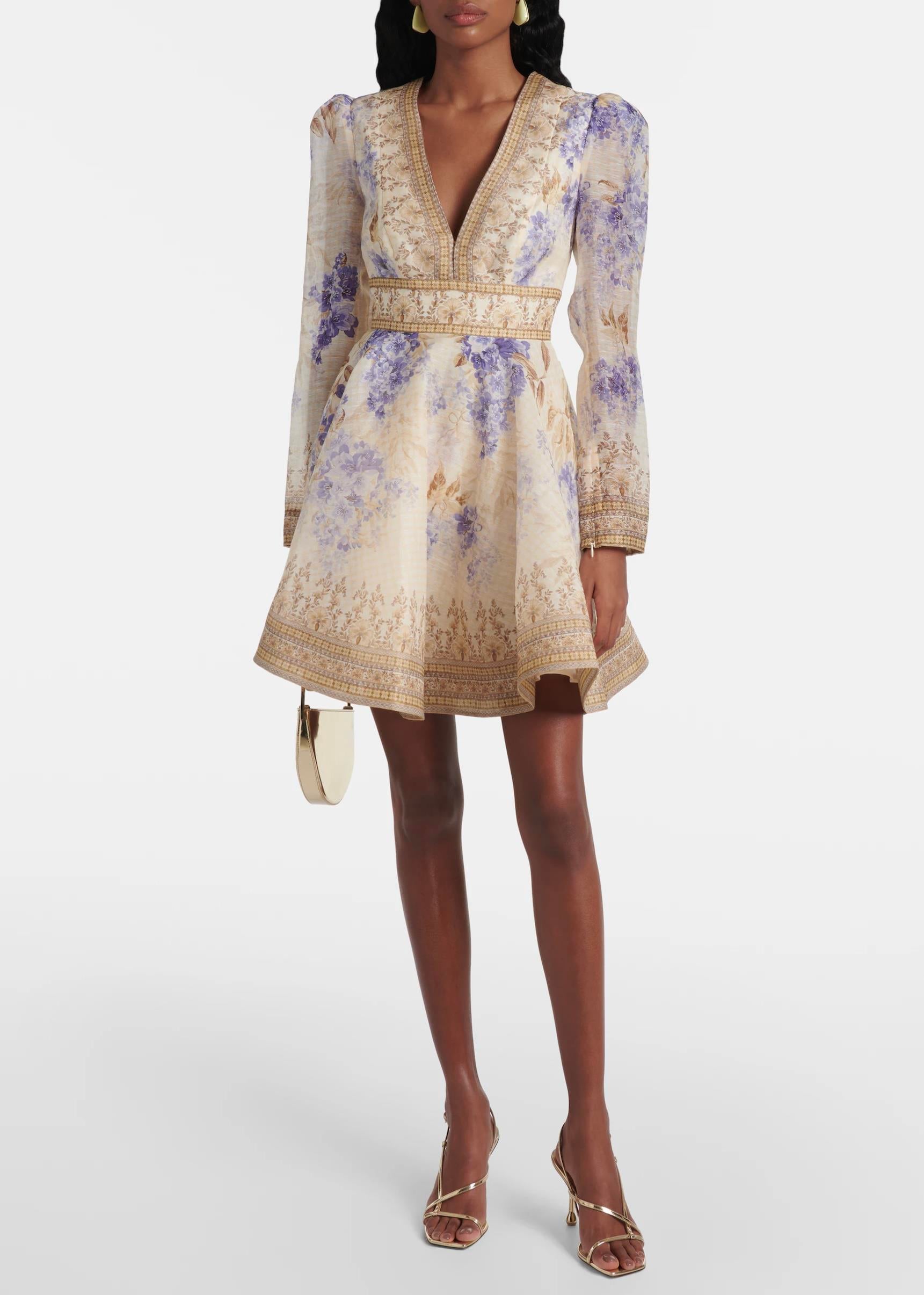 Uzun Kollu Desenli Mini Elbise