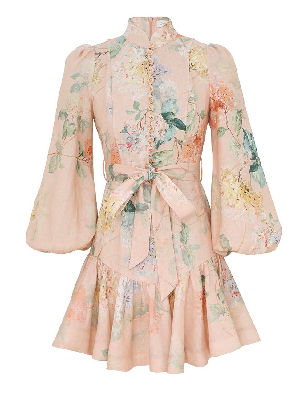 Uzun Kollu Desenli Mini Elbise