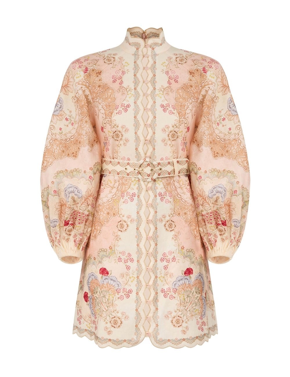 Uzun Kollu Desenli Mini Elbise