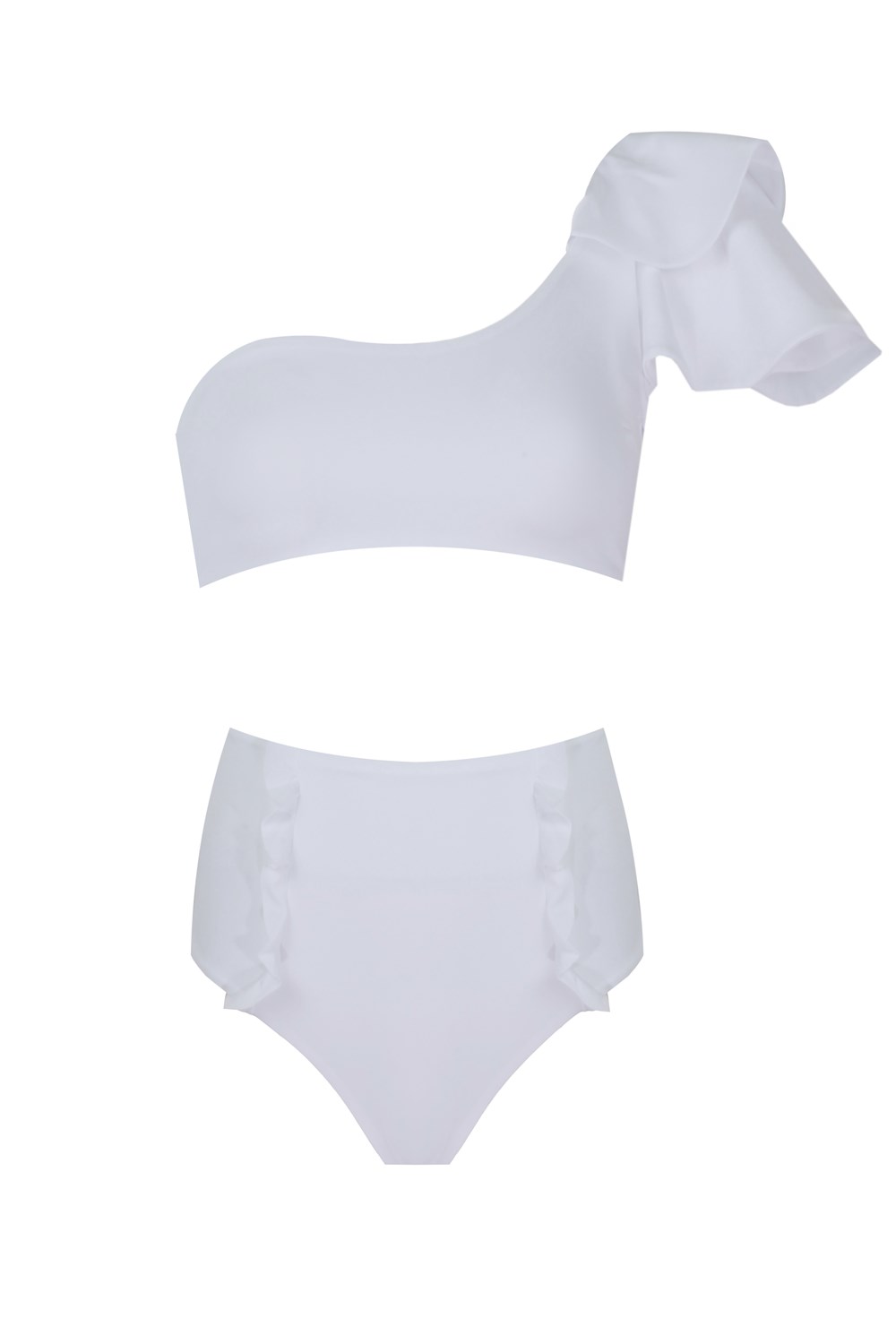 VINA Tek Omuz Volanlı Yüksek Bel Bikini
