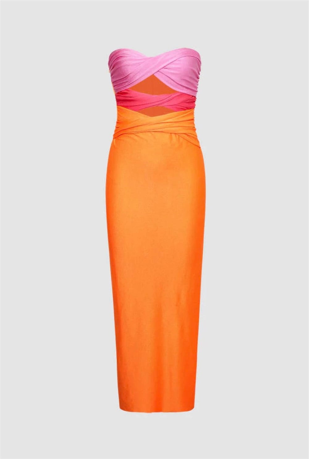 Yırtmaçlı Straplez Elbise