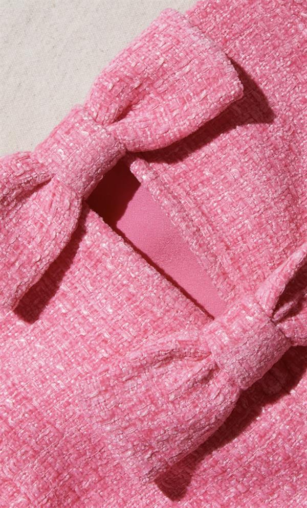 İnci Detaylı Pembe Mini Elbise