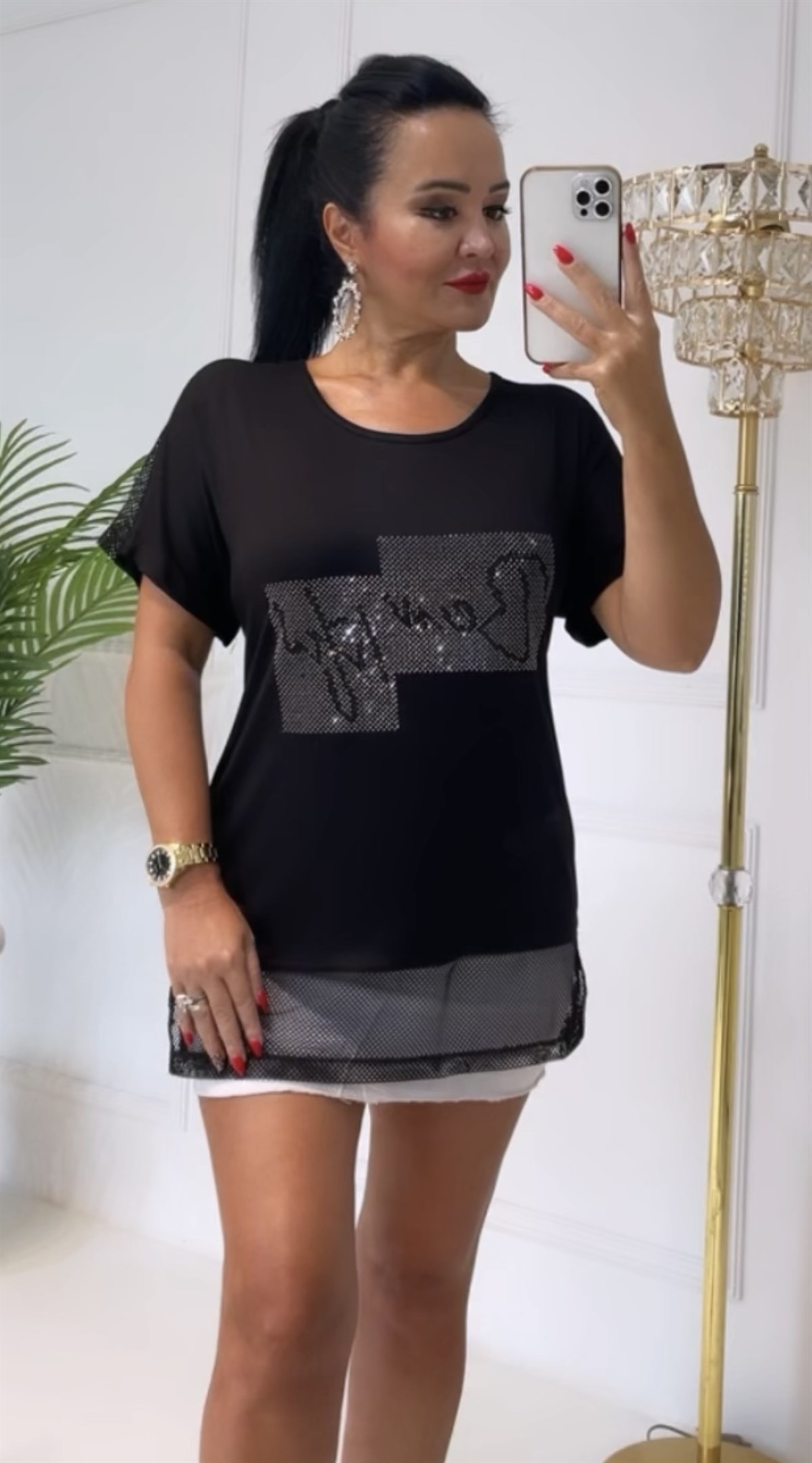 3692 ALTI FİLELİ ÖNÜ TAŞLI BLUZ TFUF