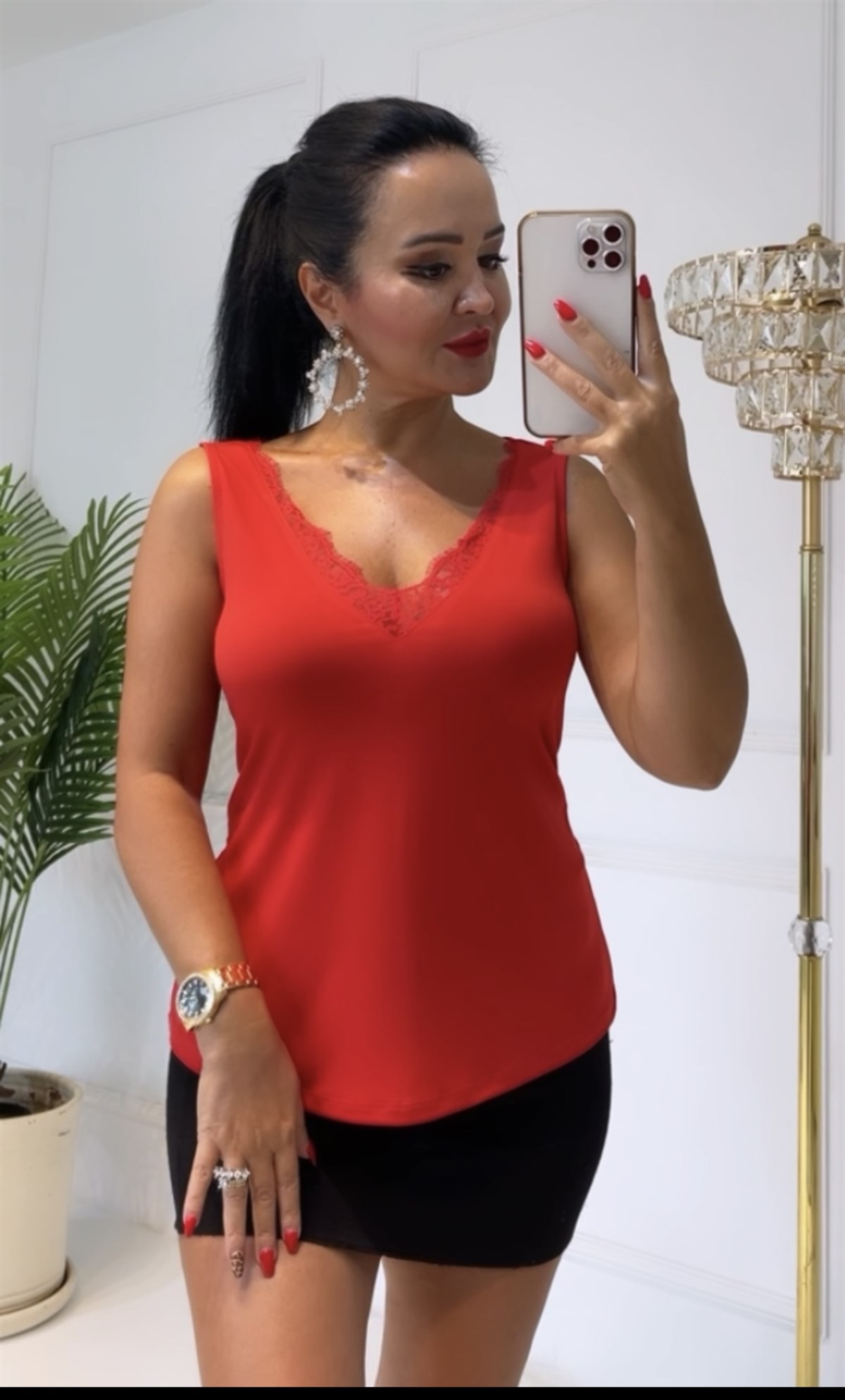 3694 KIRMIZI V YAKA CANDY BLUZRFTGRFDGX