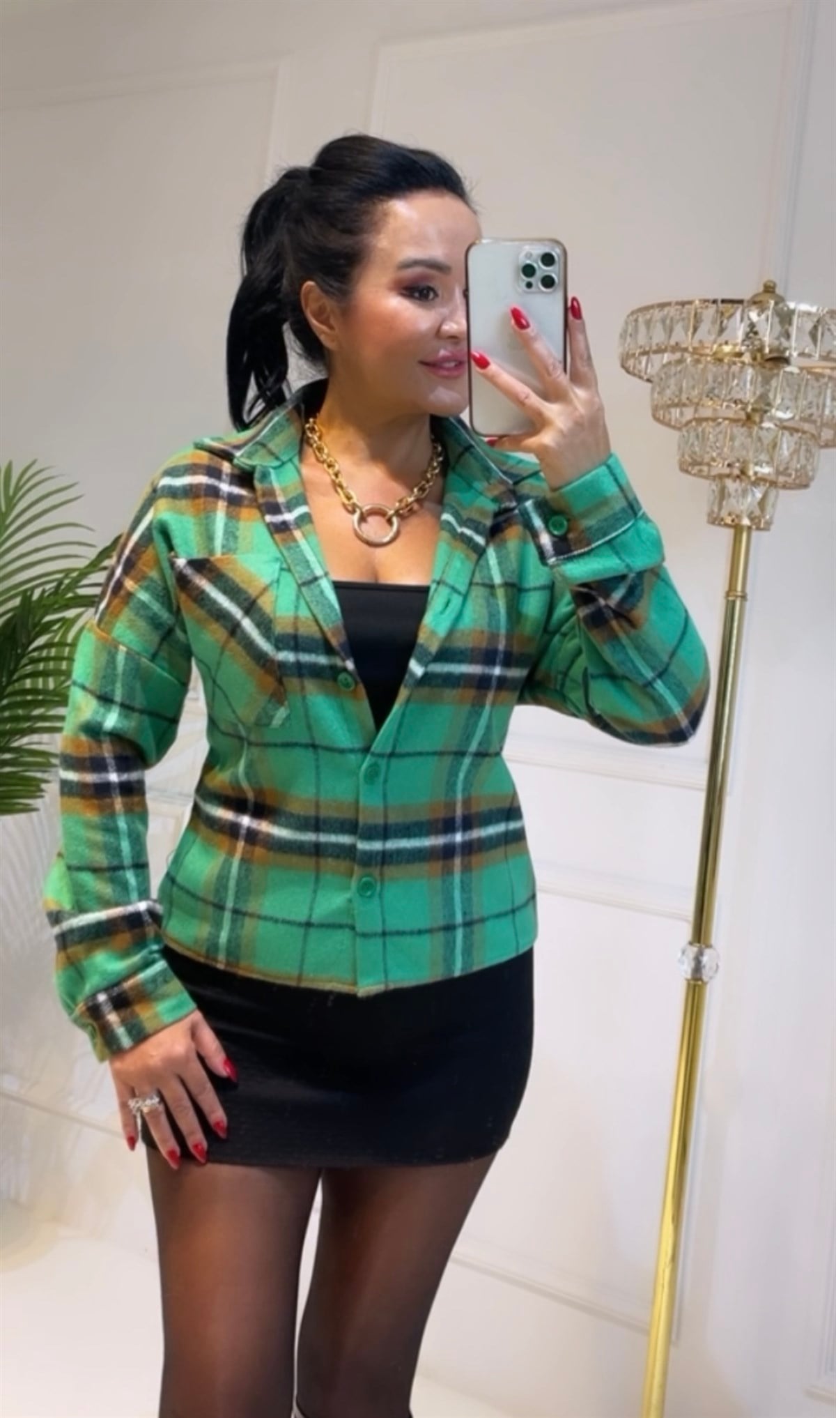 3755 YEŞİL SİYAH EKOSE GÖMLEKsnsdjd