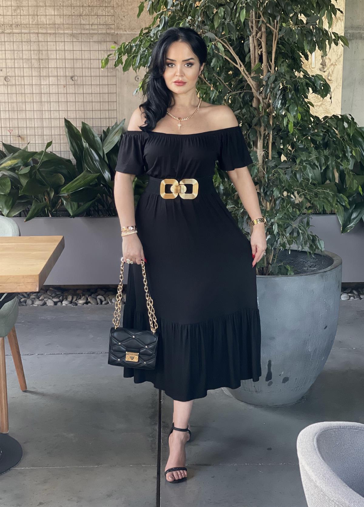 4179  Madonna yaka ip askılı siyah   elbiseJRHURFT7RFTGFUY