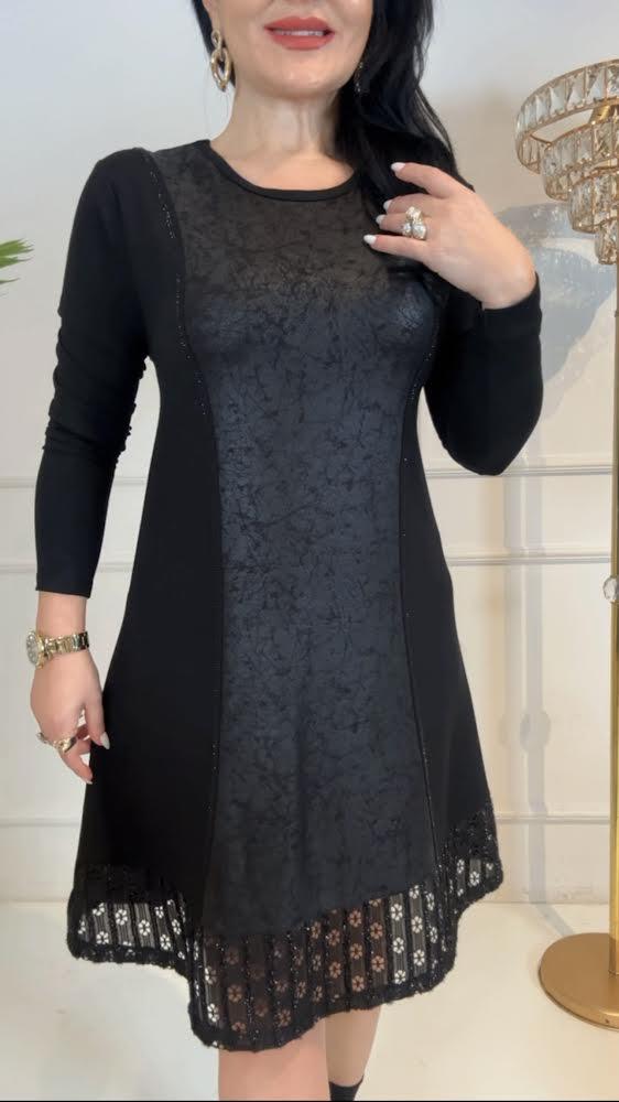 4445 İthal lycralı triko tarzı siyah tunikssdfgv