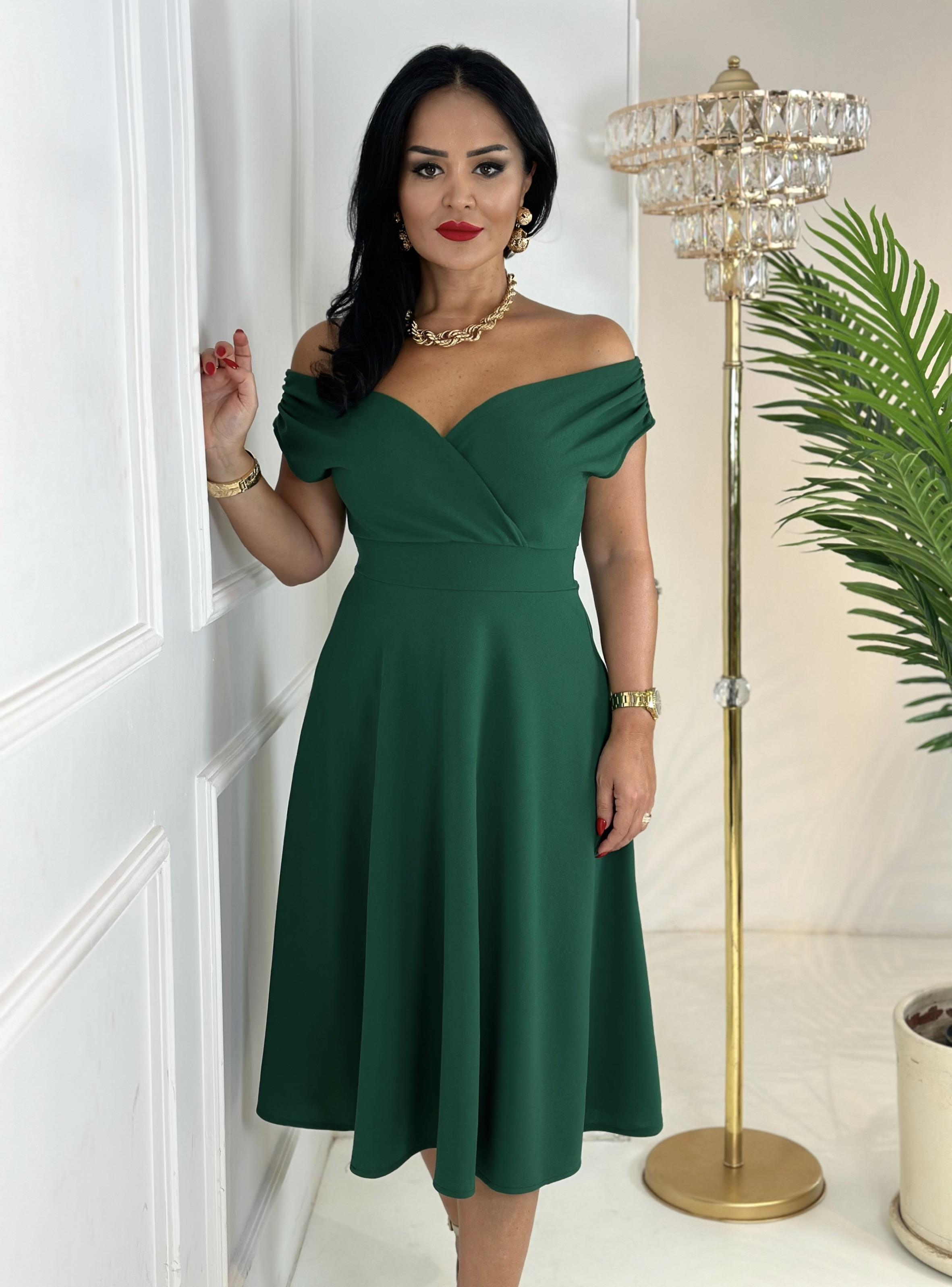 4471 Double krep  yeşil elbise DRGXDFF