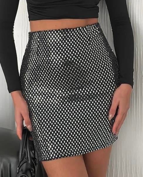 4777  Pullu Mini Roma Etek4777