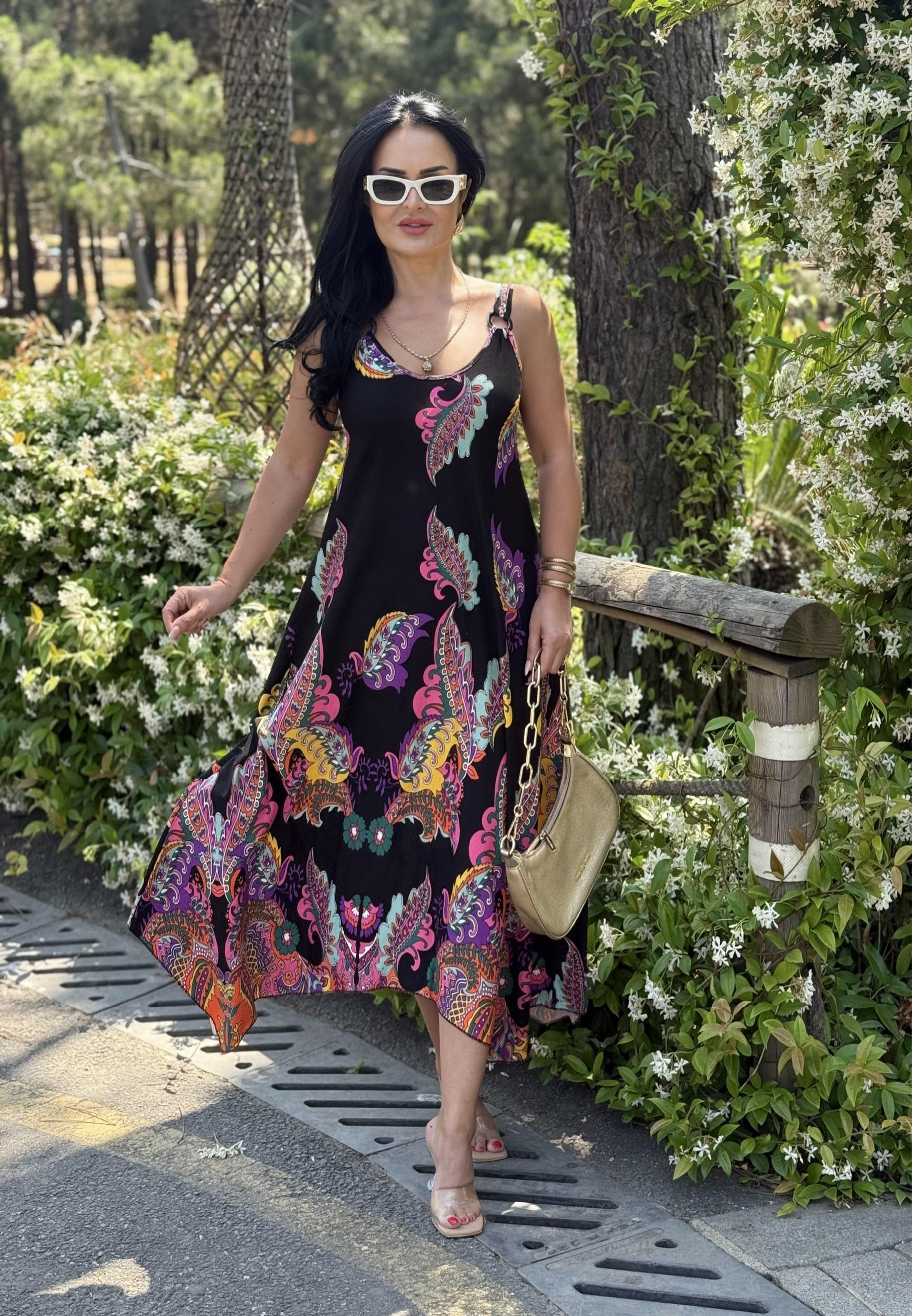 4806 Diora             rahat kalıp halka detaylı elbise4806 