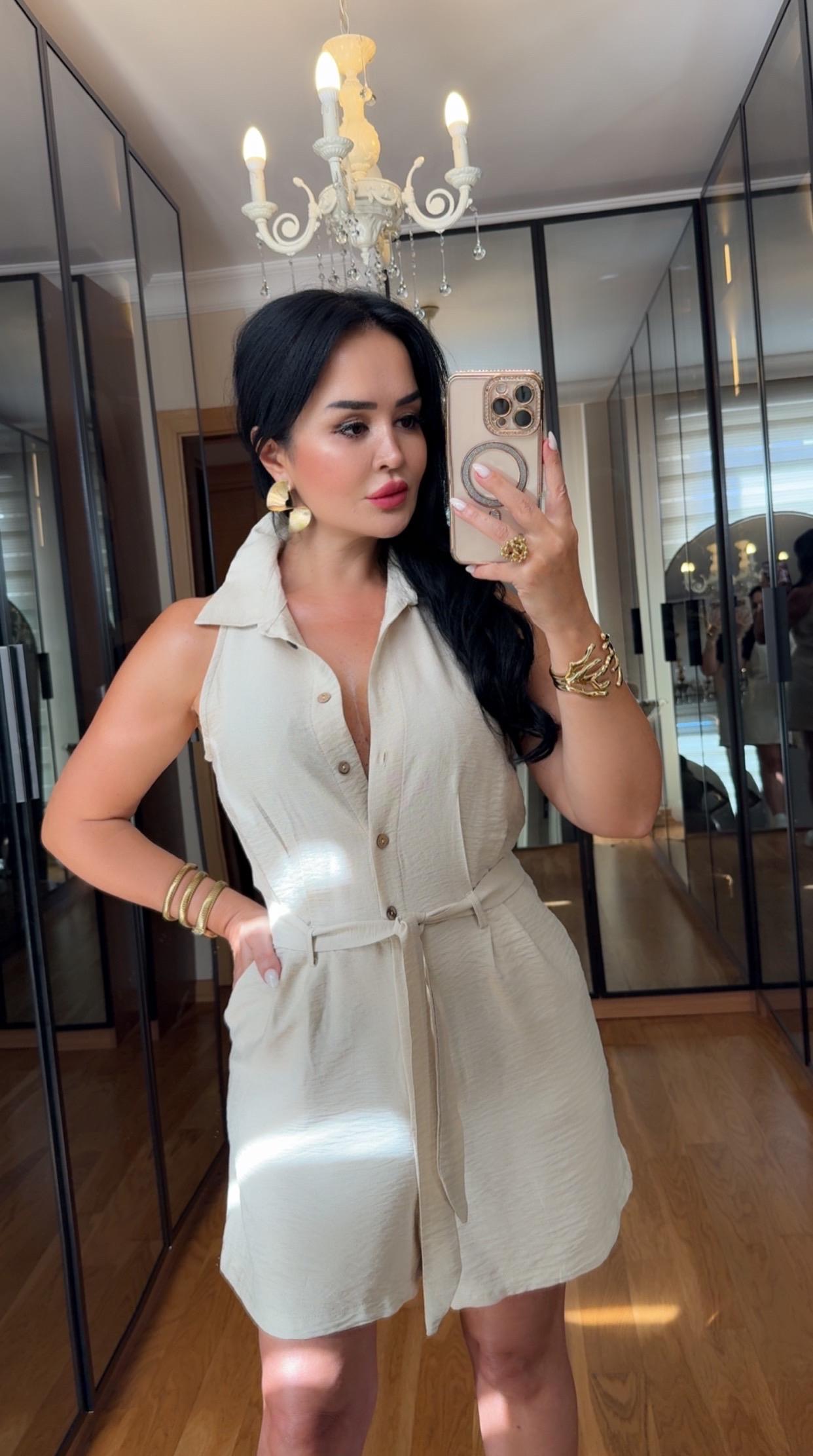 4813 Mia Krem şort tulum4813