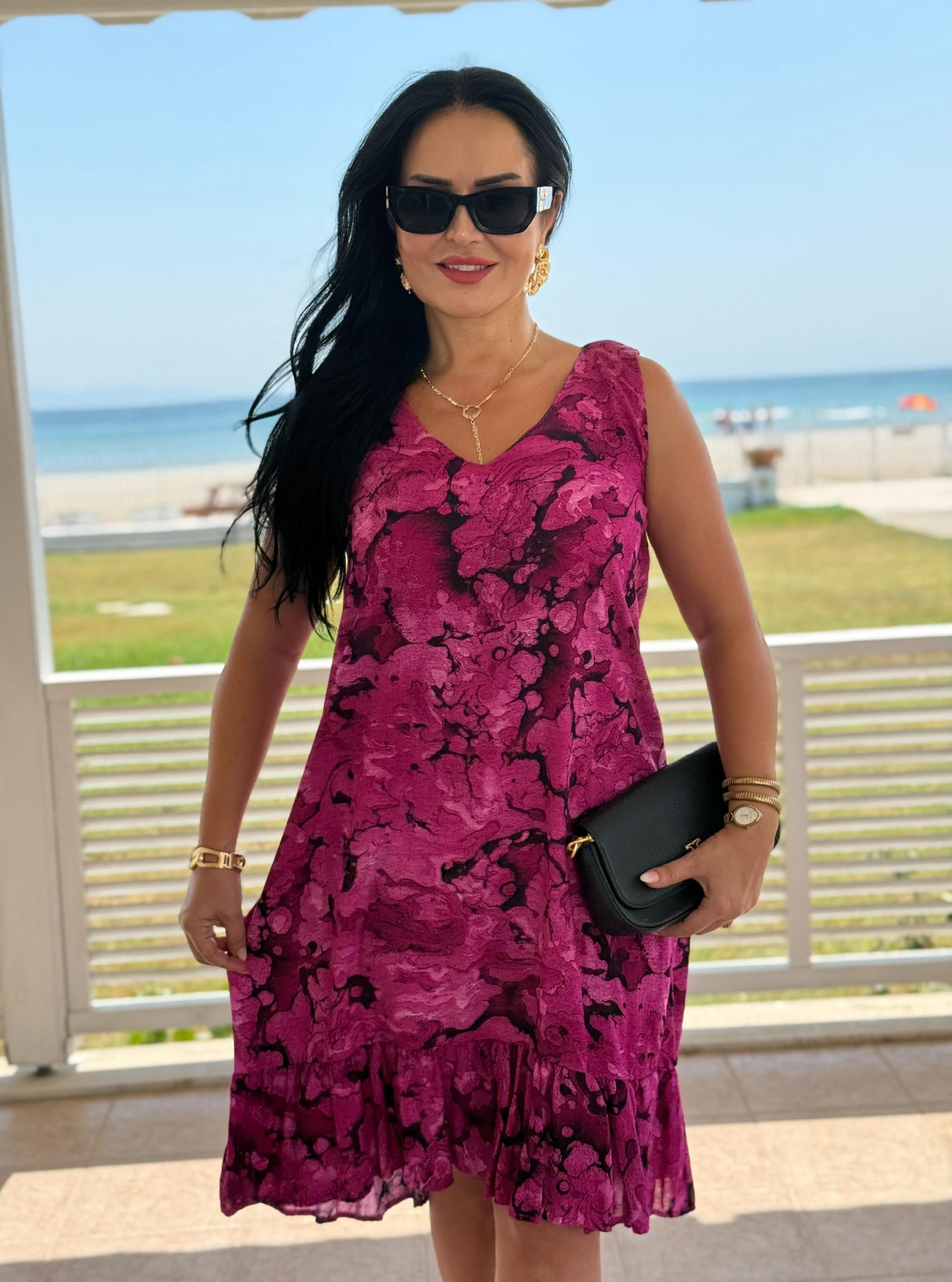 4821  Minso     sıfır kol bisiklet yaka eteği volanlı elbise4821