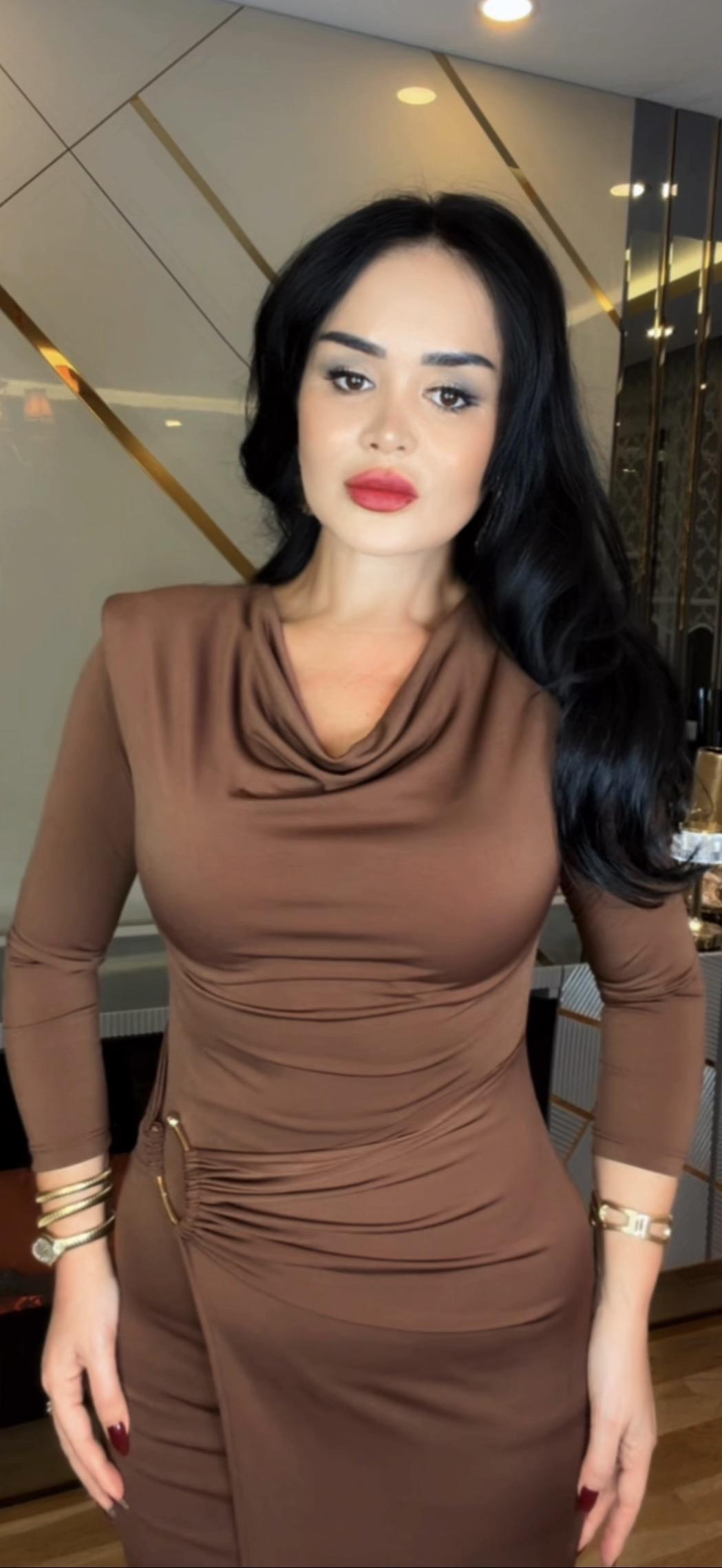 4884 Mavren kahverengi elbise4884