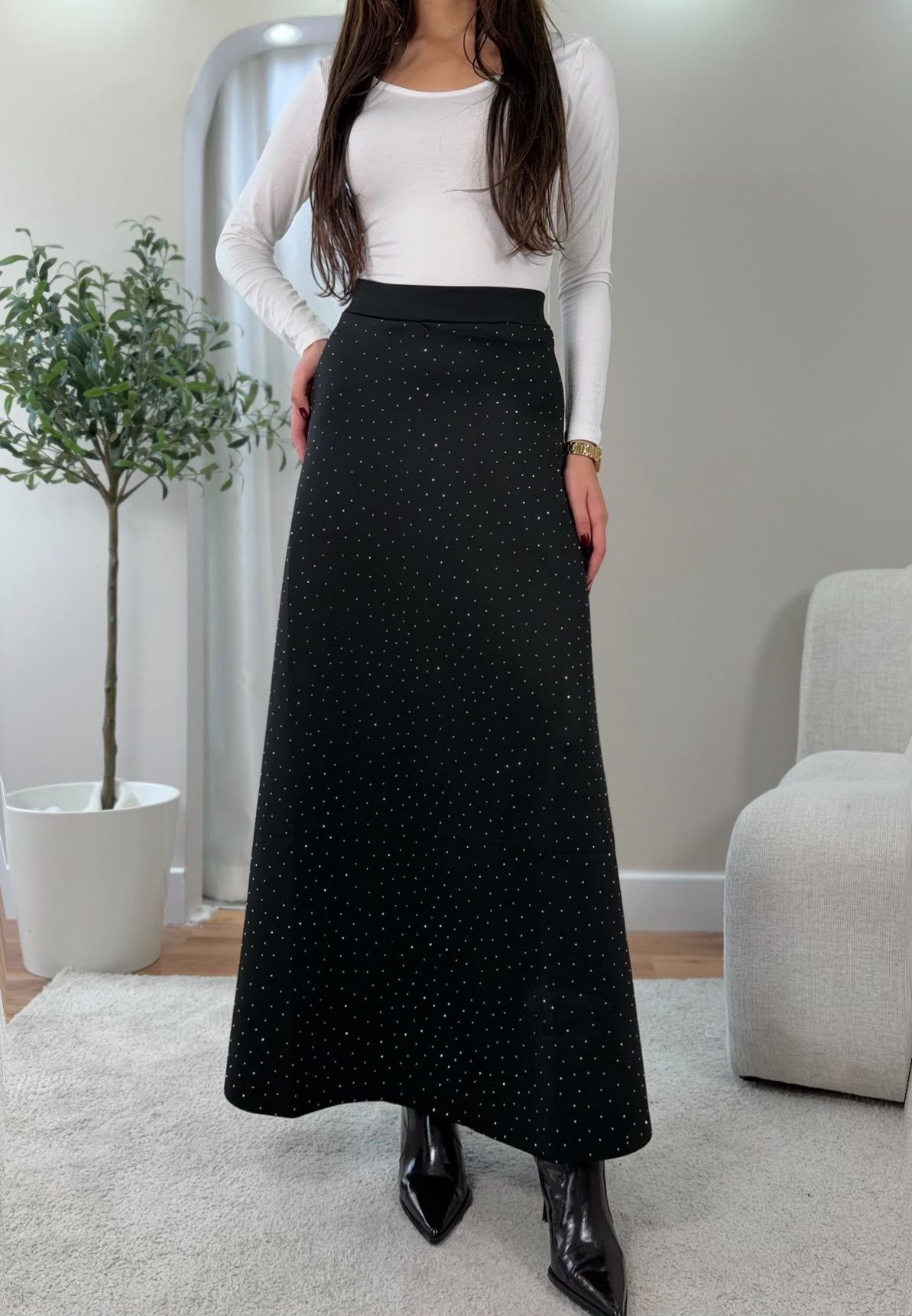 4924 Gloria  siyah taşlı etek5009