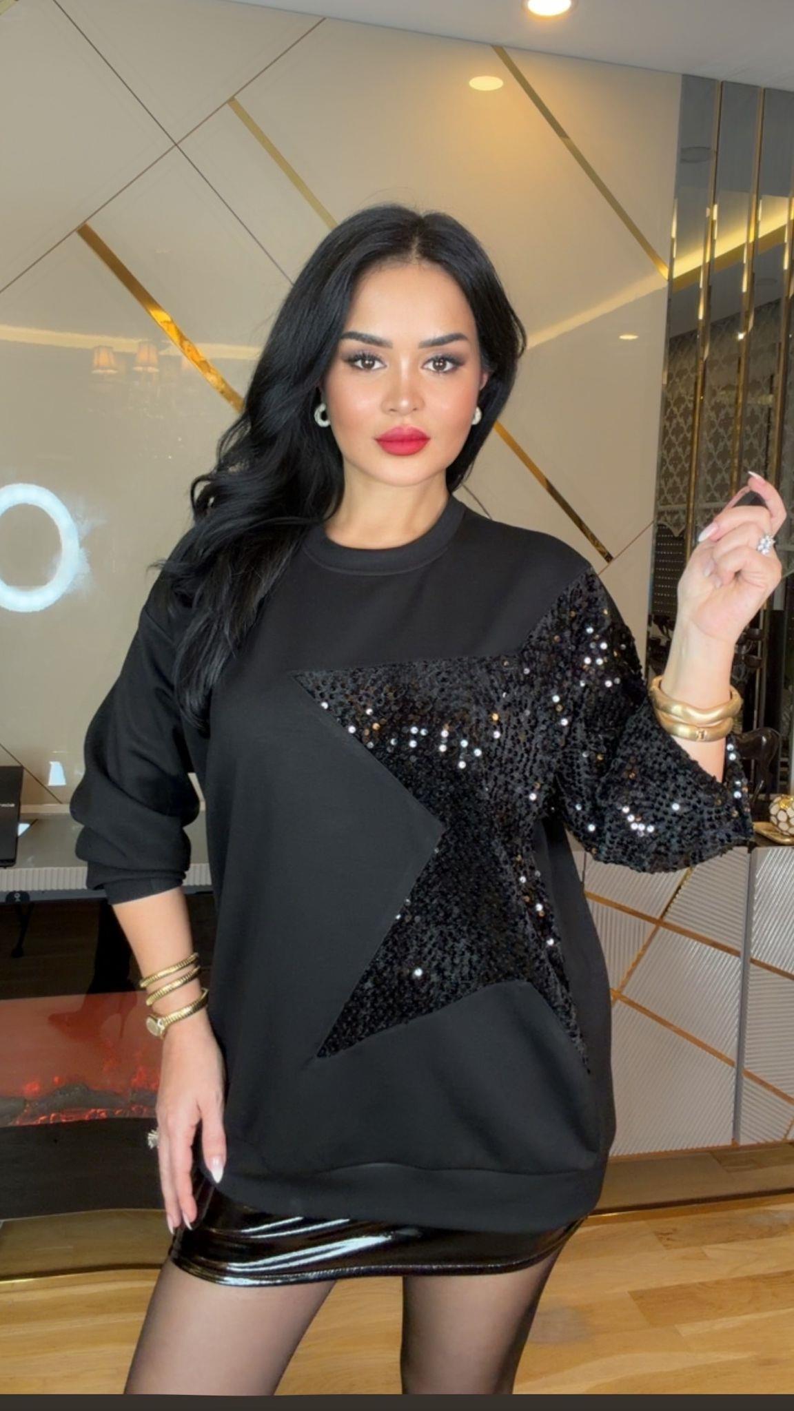 4932  Mily  Payetli İki  İplik  Sweatshırt4932