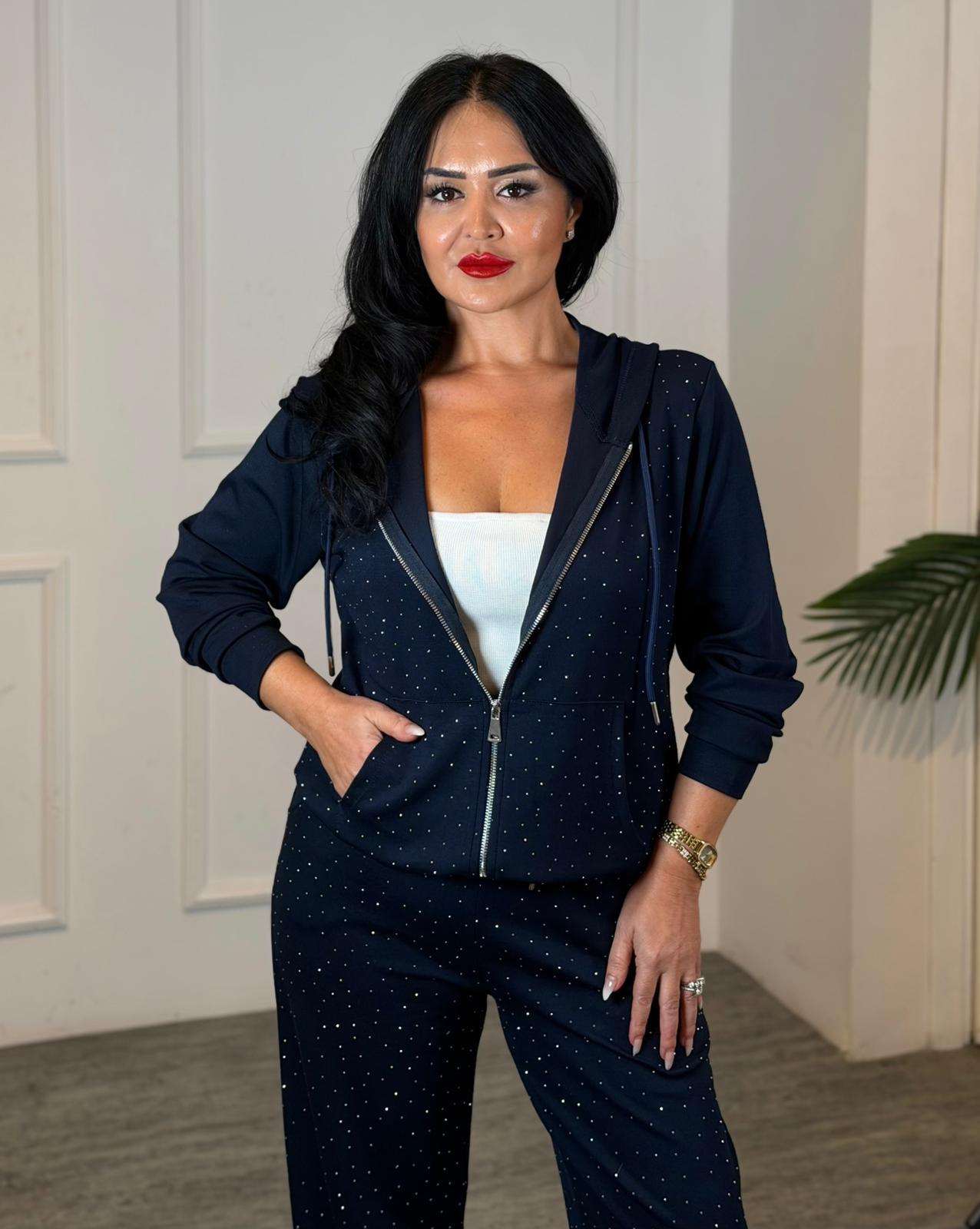 4951 Sofia taşlı lacivert takım4951