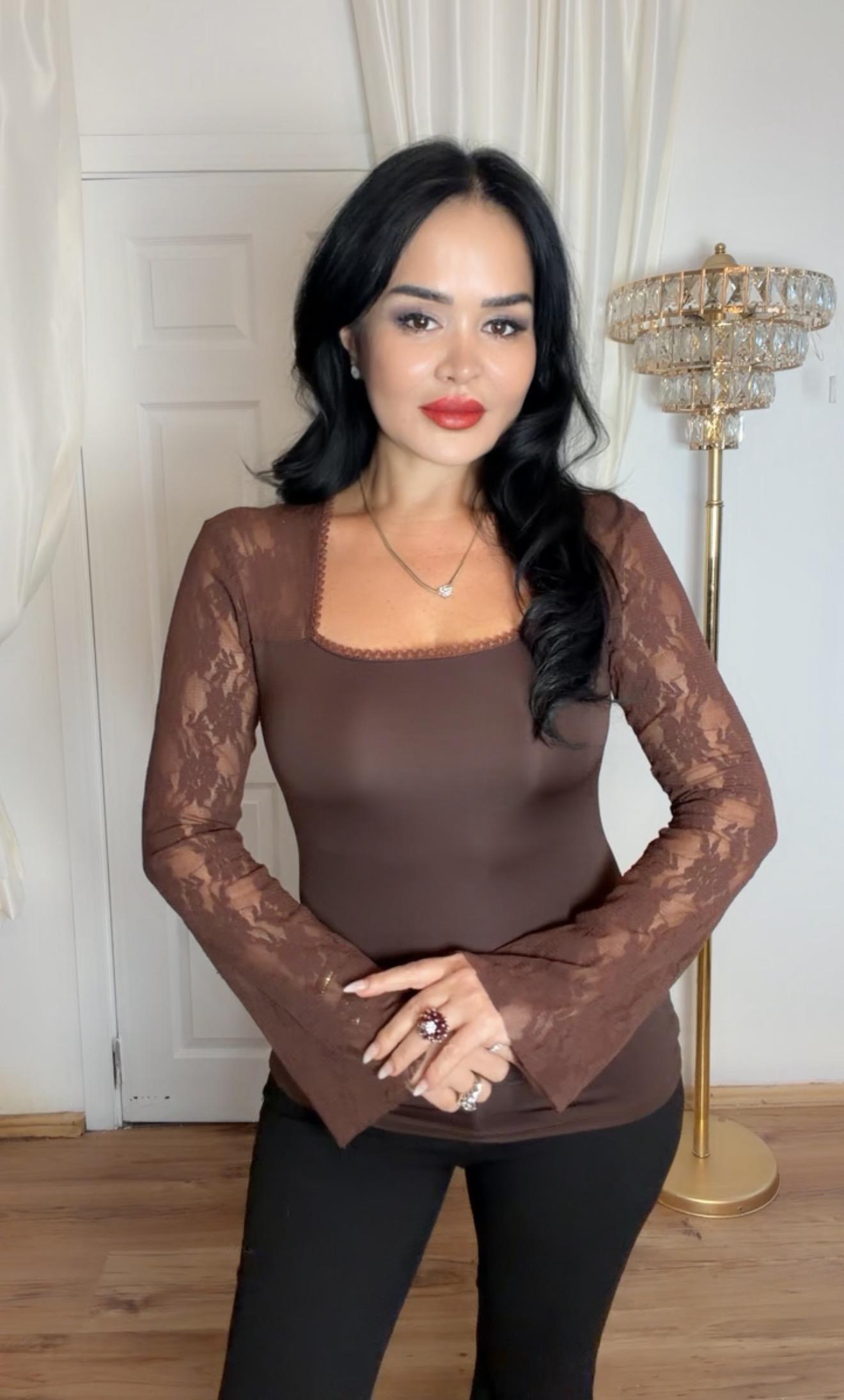 4953 Saden Bluz Kahverengi4953